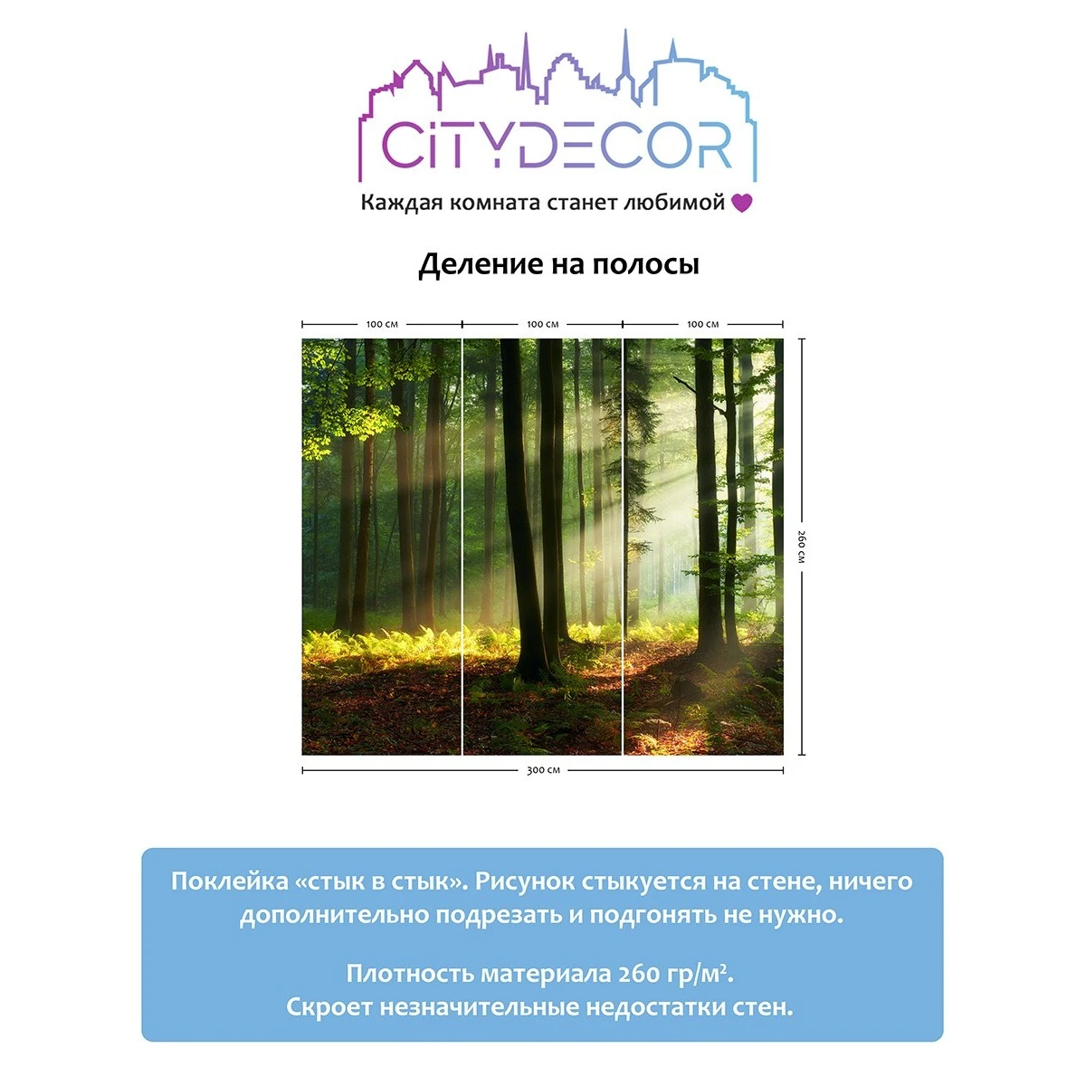 Фотообои рулонные Citydecor Природа 28 на флизелиновой основе 300x260 см