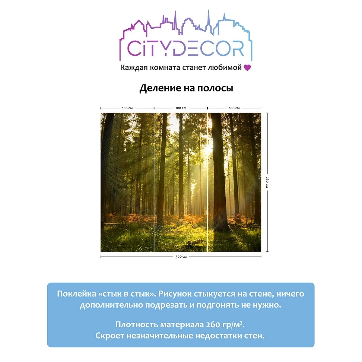 Фотообои рулонные Citydecor Природа 8 на флизелиновой основе 300x260 см