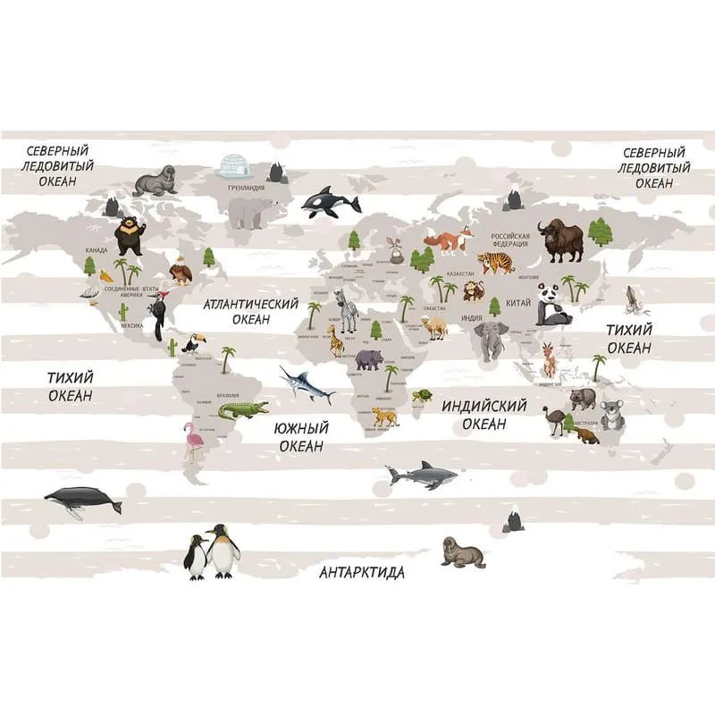 Фотообои рулонные Citydecor Карта мира на русском 4 на флизелиновой основе 400x254 см