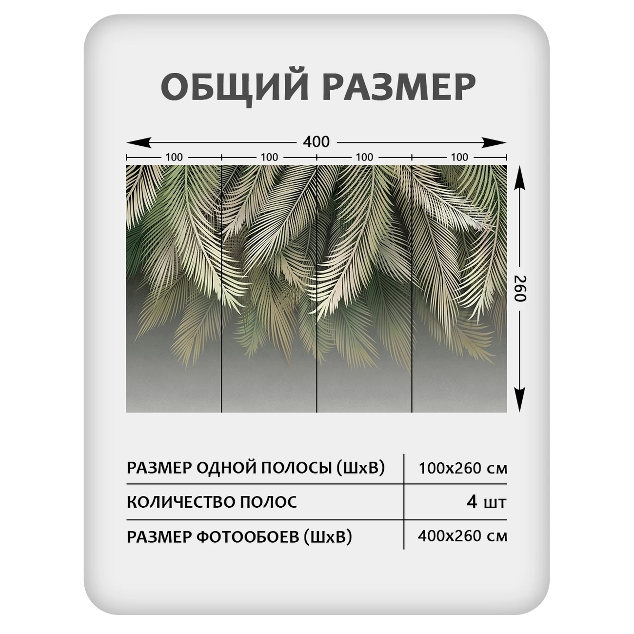 Фотообои рулонные Citydecor Пальмовые листья 84 на флизелиновой основе 400x260 см