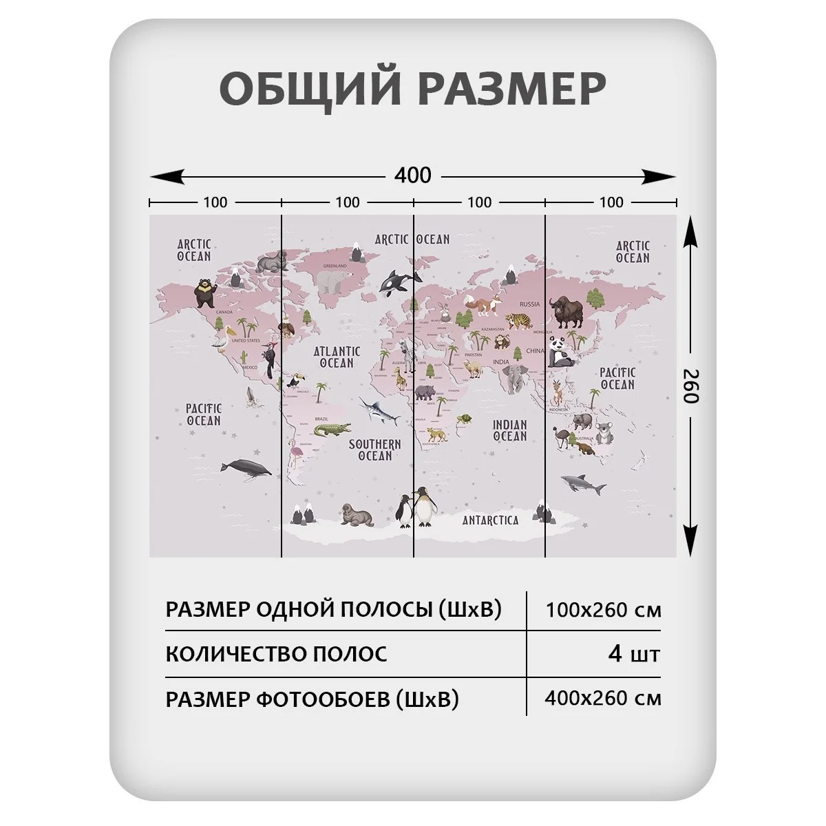 Фотообои рулонные Citydecor Детская (карта мира) 172 на флизелиновой основе 400x260 см