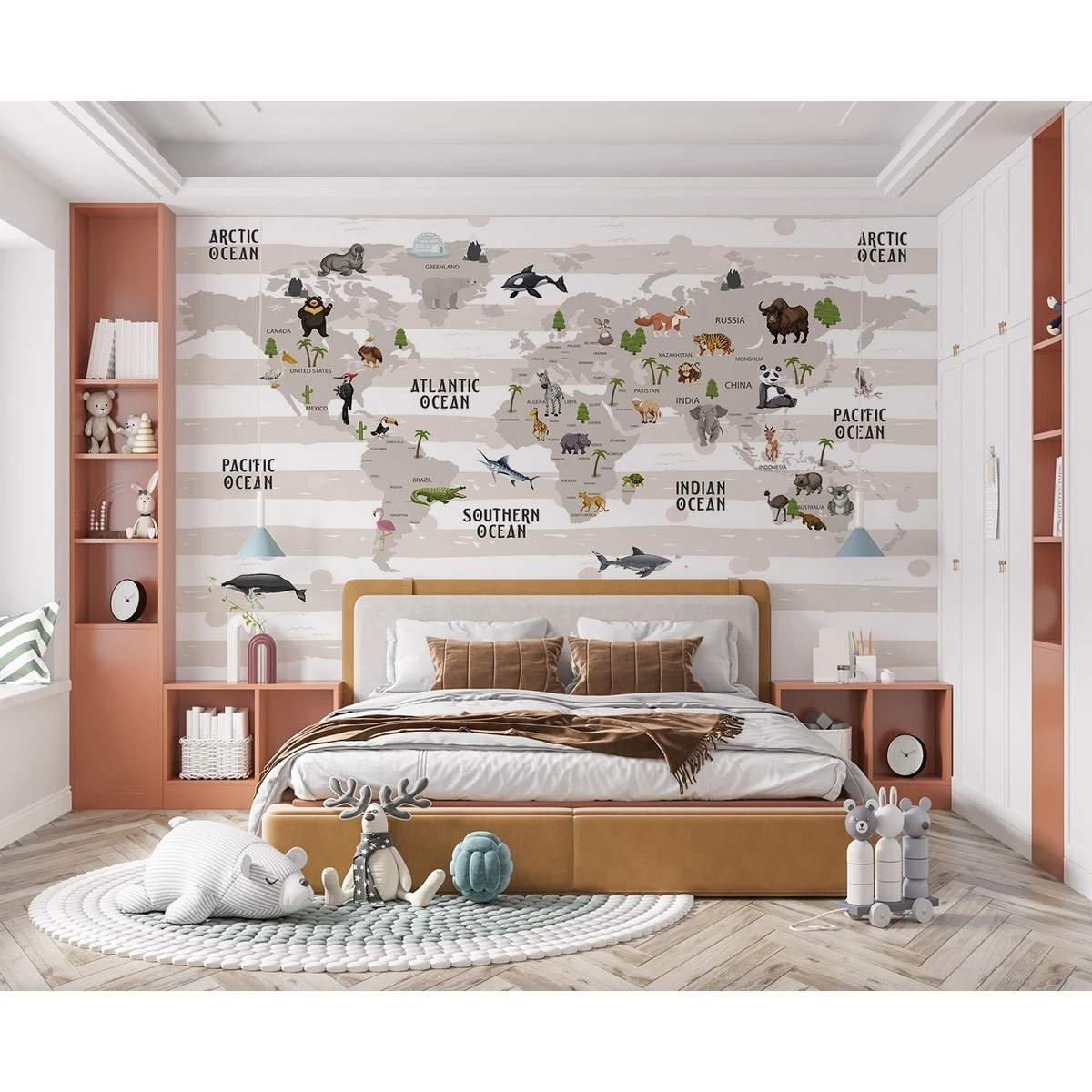 Бесшовное панно Citydecor Детская (карта мира) 21 на флизелиновой основе 400x270 см