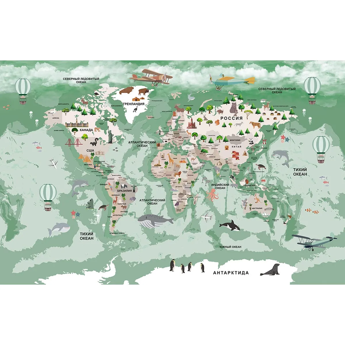 Бесшовное панно Citydecor Детская (карта мира) 338 на флизелиновой основе 400x270 см
