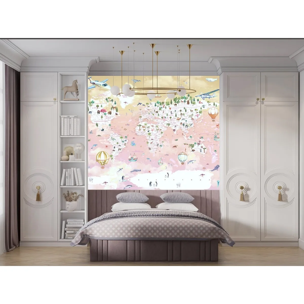 Бесшовное дизайнерское панно Citydecor Детская (карта мира) 355 на флизелиновой основе 400x270 см