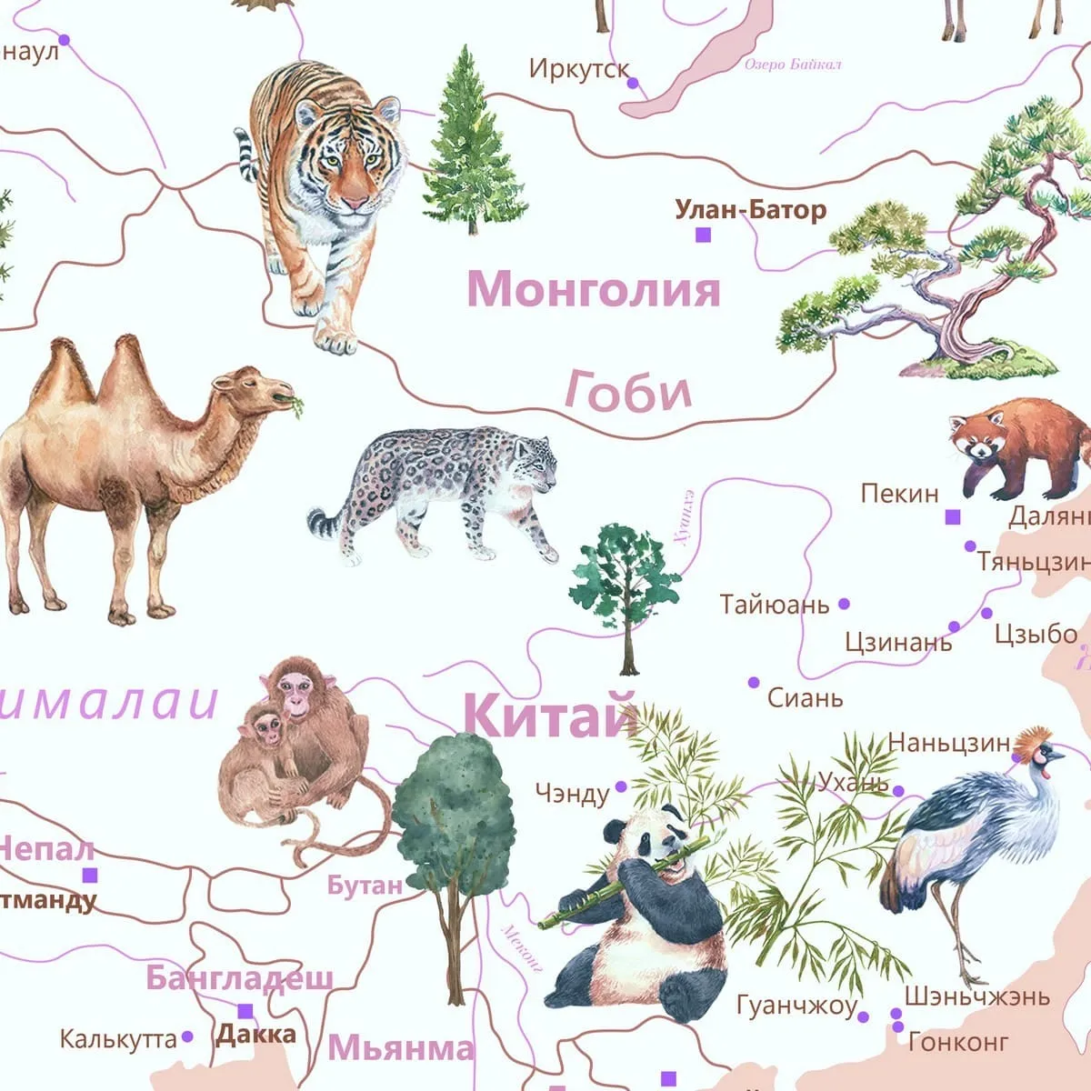 Бесшовное дизайнерское панно Citydecor Детская (карта мира) 355 на флизелиновой основе 400x270 см
