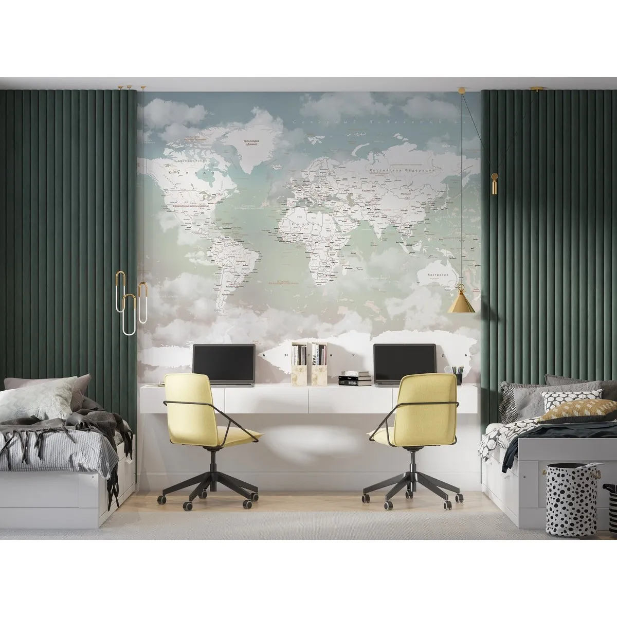 Дизайнерские фотообои рулонные Citydecor Детская (карта мира) 358 на флизелиновой основе 400x260 см