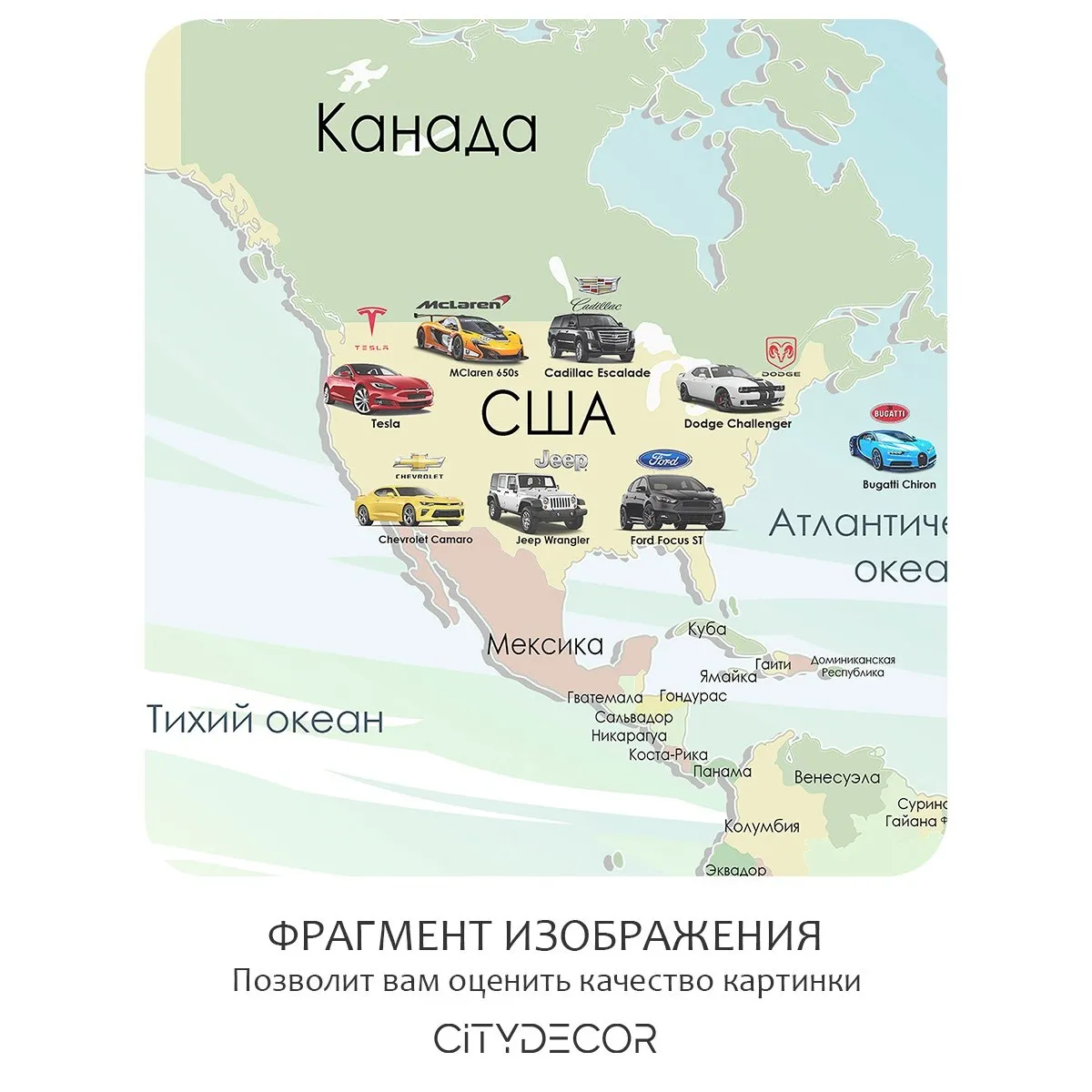Фотообои рулонные Citydecor Детская (карта мира) 437 на флизелиновой основе 400x260 см
