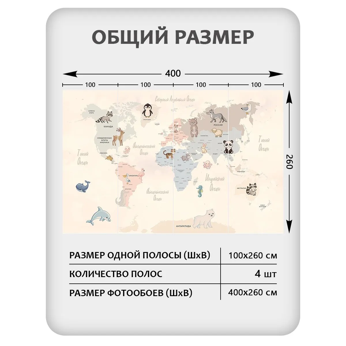 Фотообои рулонные Citydecor Детская (карта мира) 440 на флизелиновой основе 400x260 см