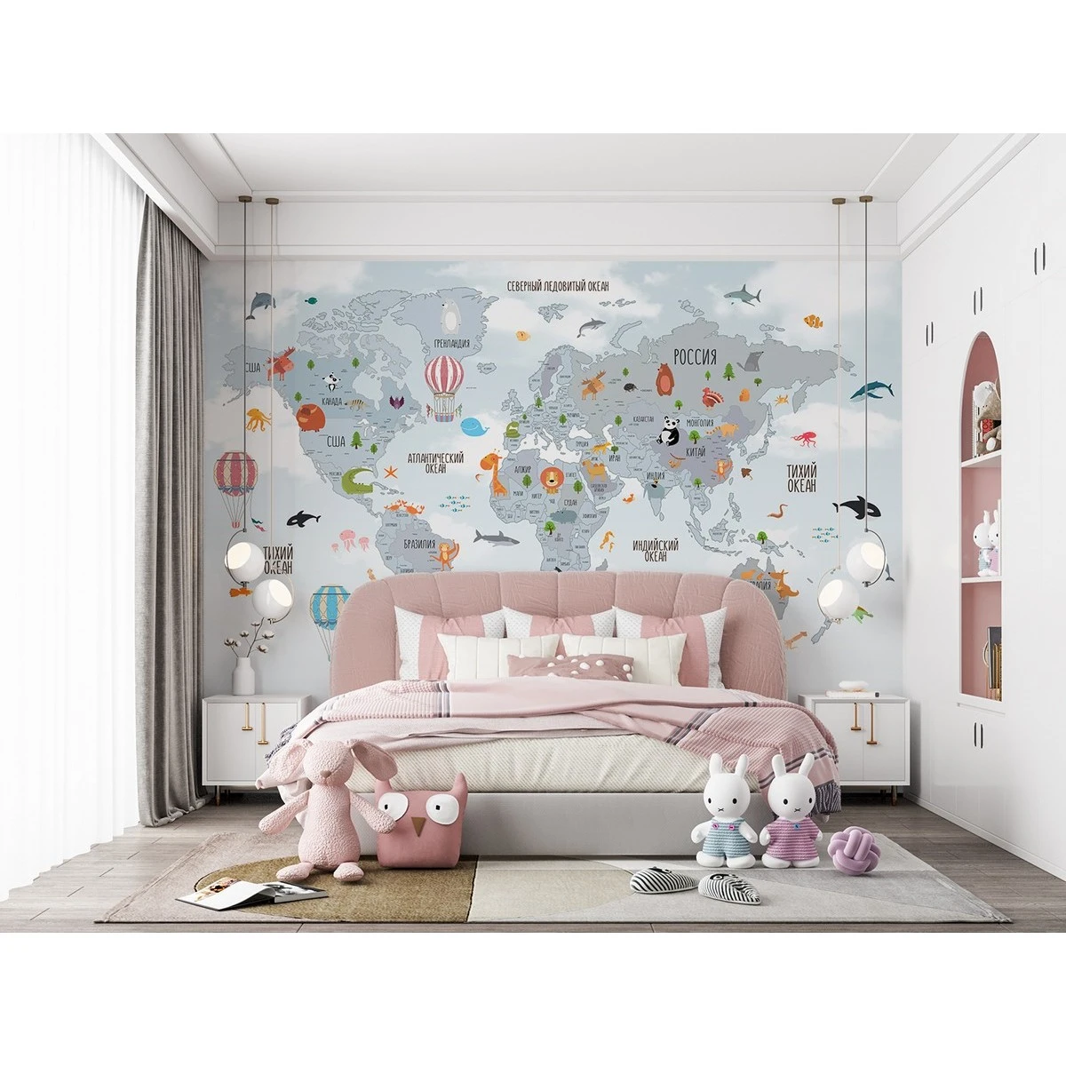 Бесшовное панно Citydecor Детская (карта мира) 59 на флизелиновой основе 400x270 см