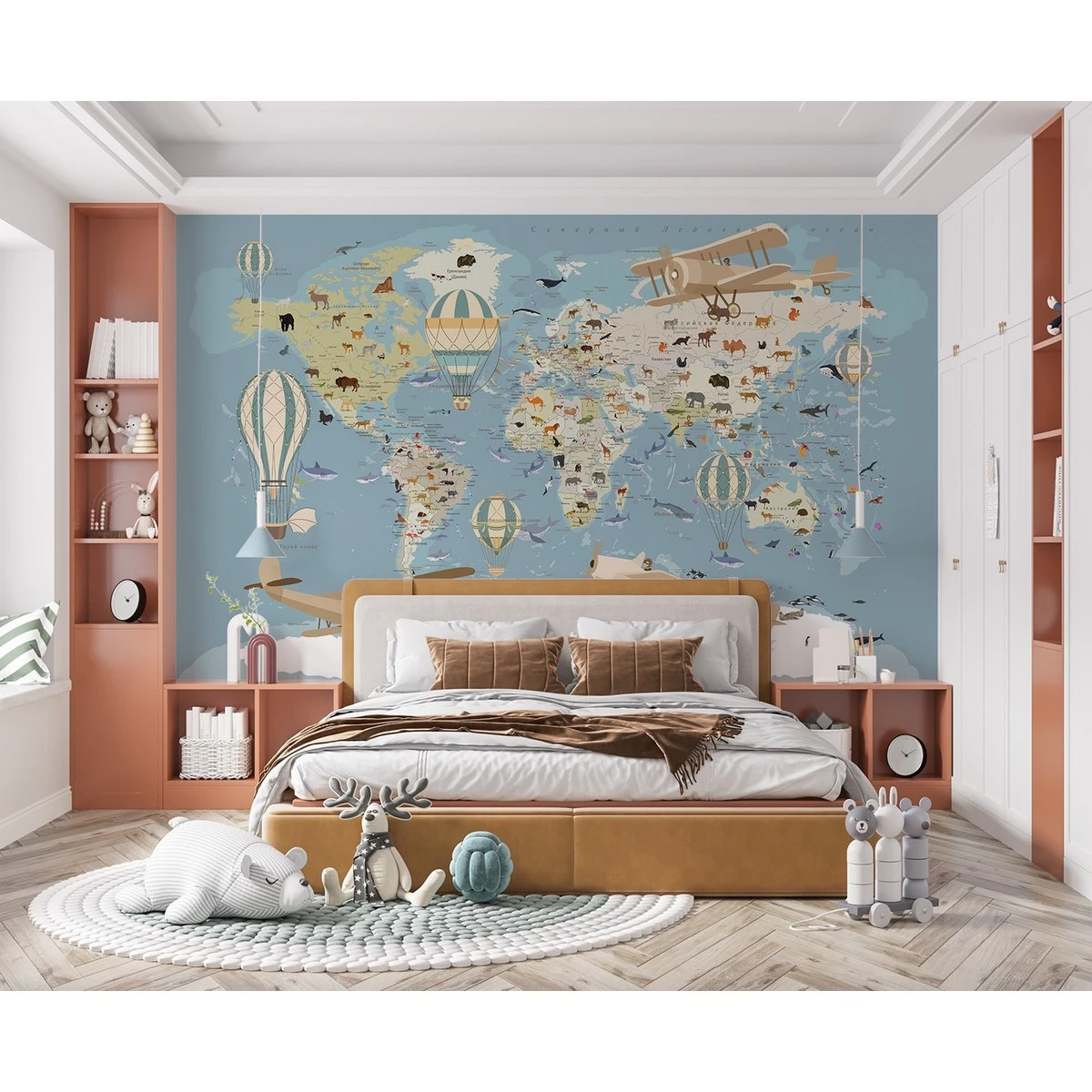 Бесшовное панно Citydecor Детская (карта мира) 61 на флизелиновой основе 400x270 см