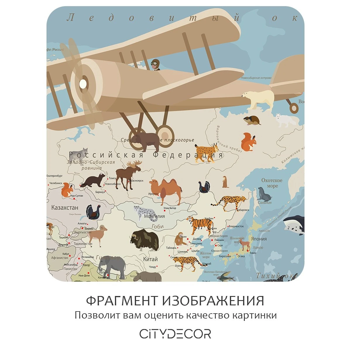 Бесшовное панно Citydecor Детская (карта мира) 61 на флизелиновой основе 400x270 см