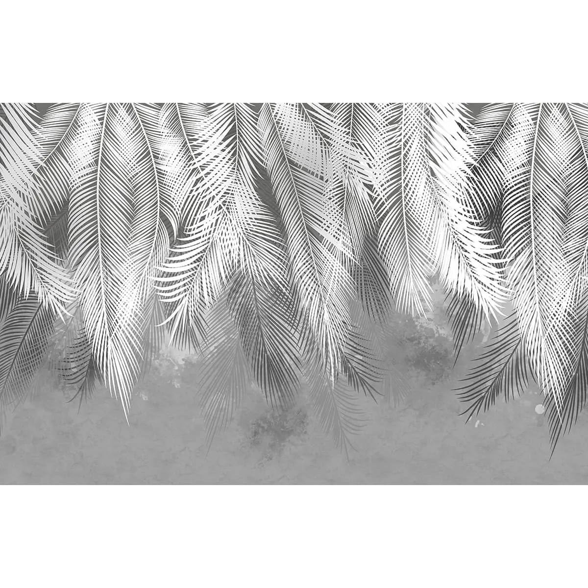Фотообои рулонные Citydecor Пальмовые листья (серые гранж) на флизелиновой основе 400x260 см