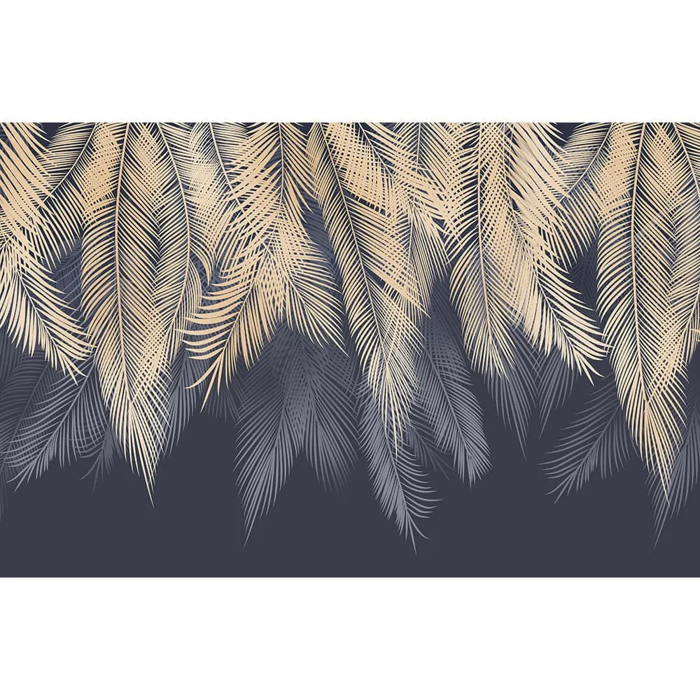 Фотообои рулонные Citydecor Пальмовые листья с оттенком (бежевый-синий) на флизелиновой основе 400x260 см