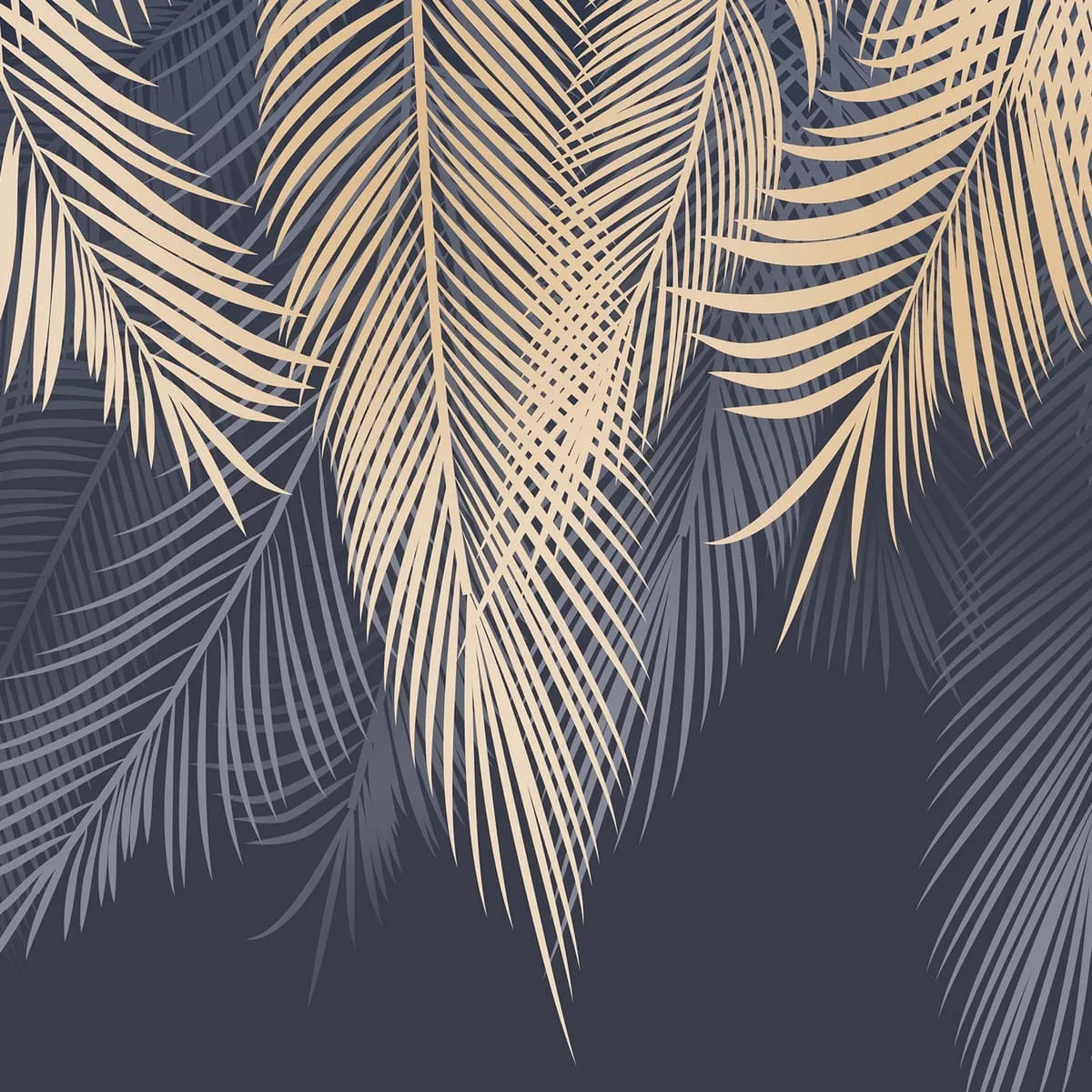 Фотообои рулонные Citydecor Пальмовые листья с оттенком (бежевый-синий) на флизелиновой основе 400x260 см