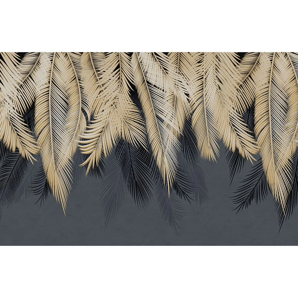 Фотообои рулонные Citydecor Пальмовые листья с оттенком (золотой-синий) на флизелиновой основе 400x260 см