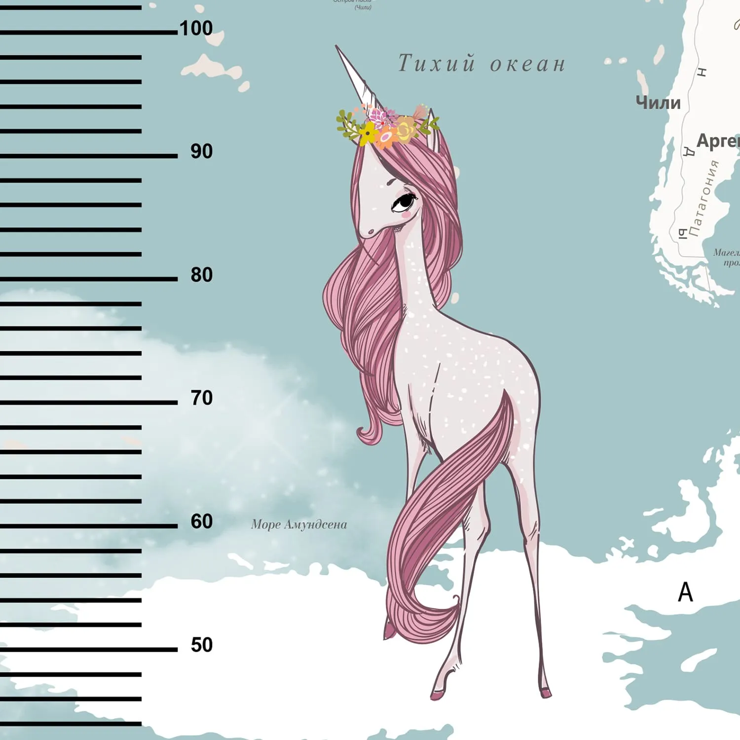 Дизайнерские фотообои рулонные Citydecor Princess (карта мира с ростомером) 15 на флизелиновой основе 400x260 см