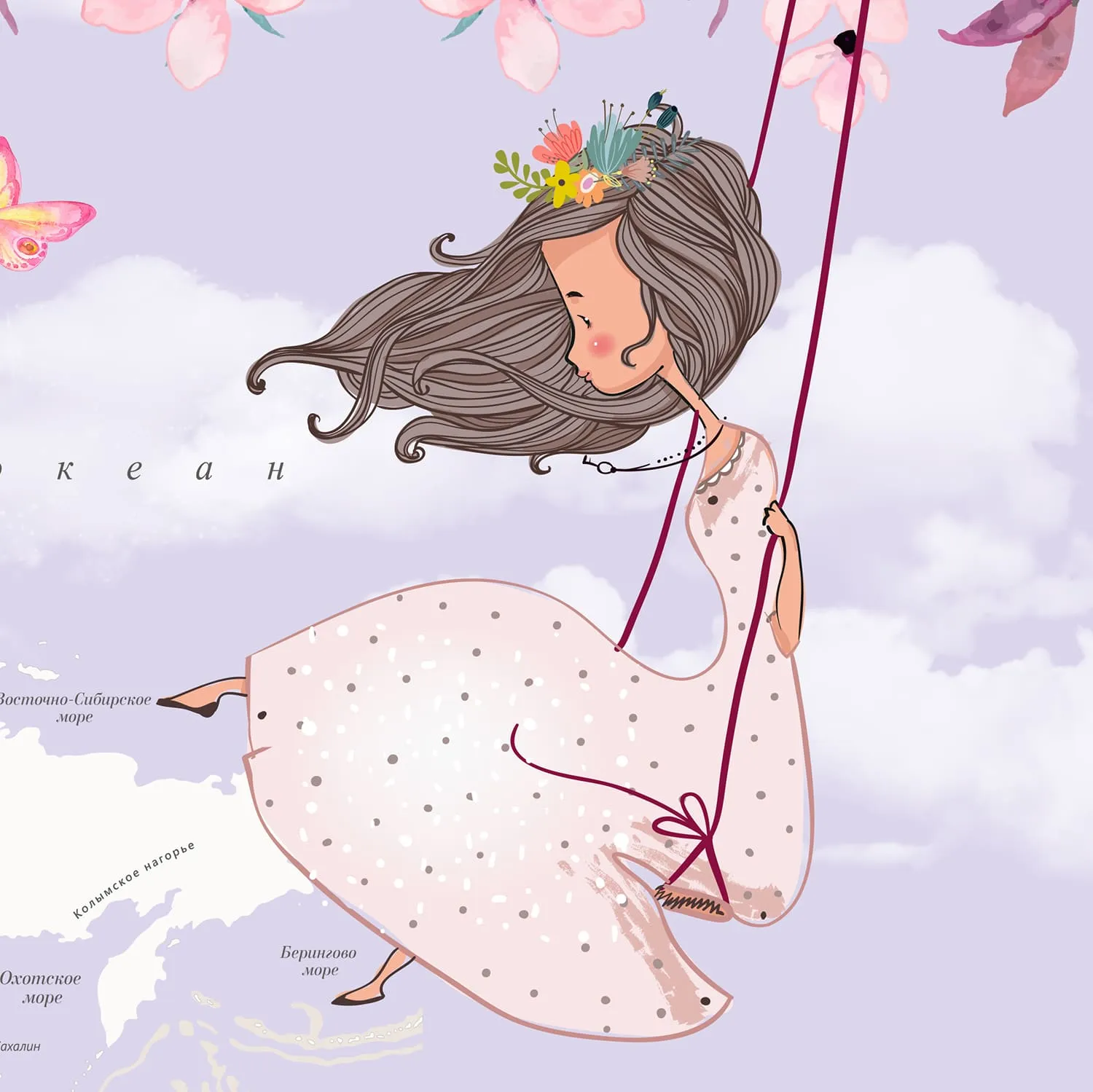 Дизайнерские фотообои рулонные Citydecor Princess (карта мира с ростомером) 19 на флизелиновой основе 400x260 см