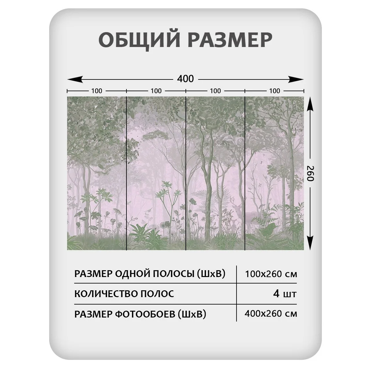 Дизайнерские фотообои рулонные Таинственный лес 5 на флизелиновой основе 400x260 см