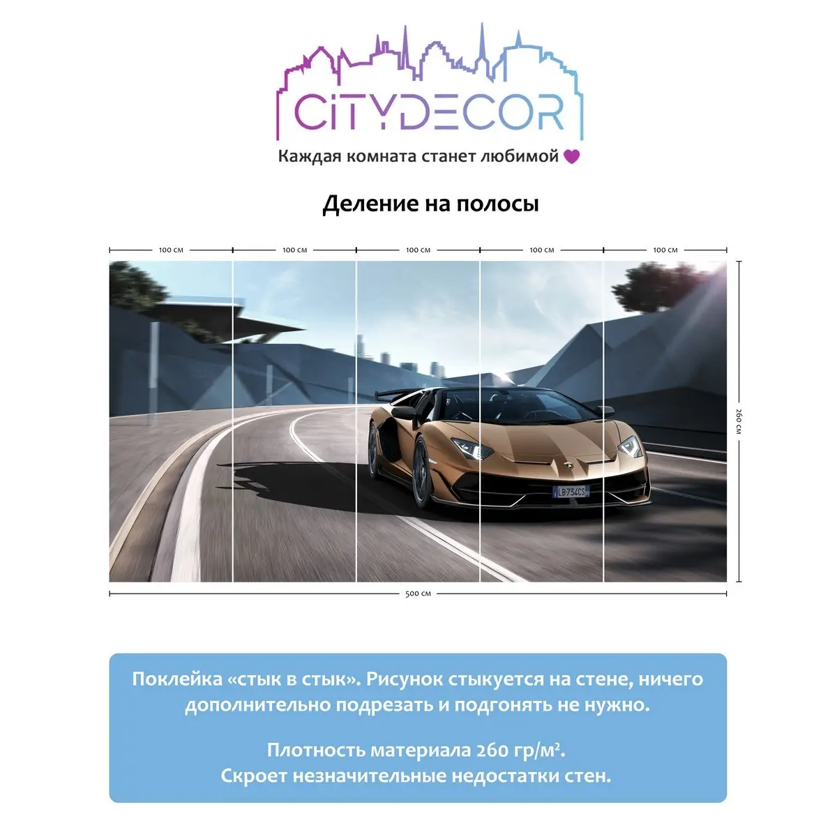 Фотообои рулонные Citydecor Транспорт 9 на флизелиновой основе 500x260 см