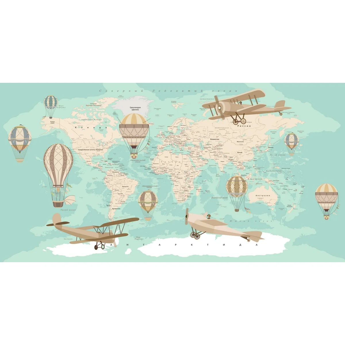 Фотообои рулонные Citydecor Детская (карта мира) 151 на флизелиновой основе 500x260 см