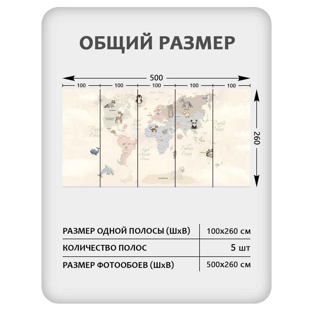 Фотообои рулонные Citydecor Детская (карта мира) 174 на флизелиновой основе 500x260 см