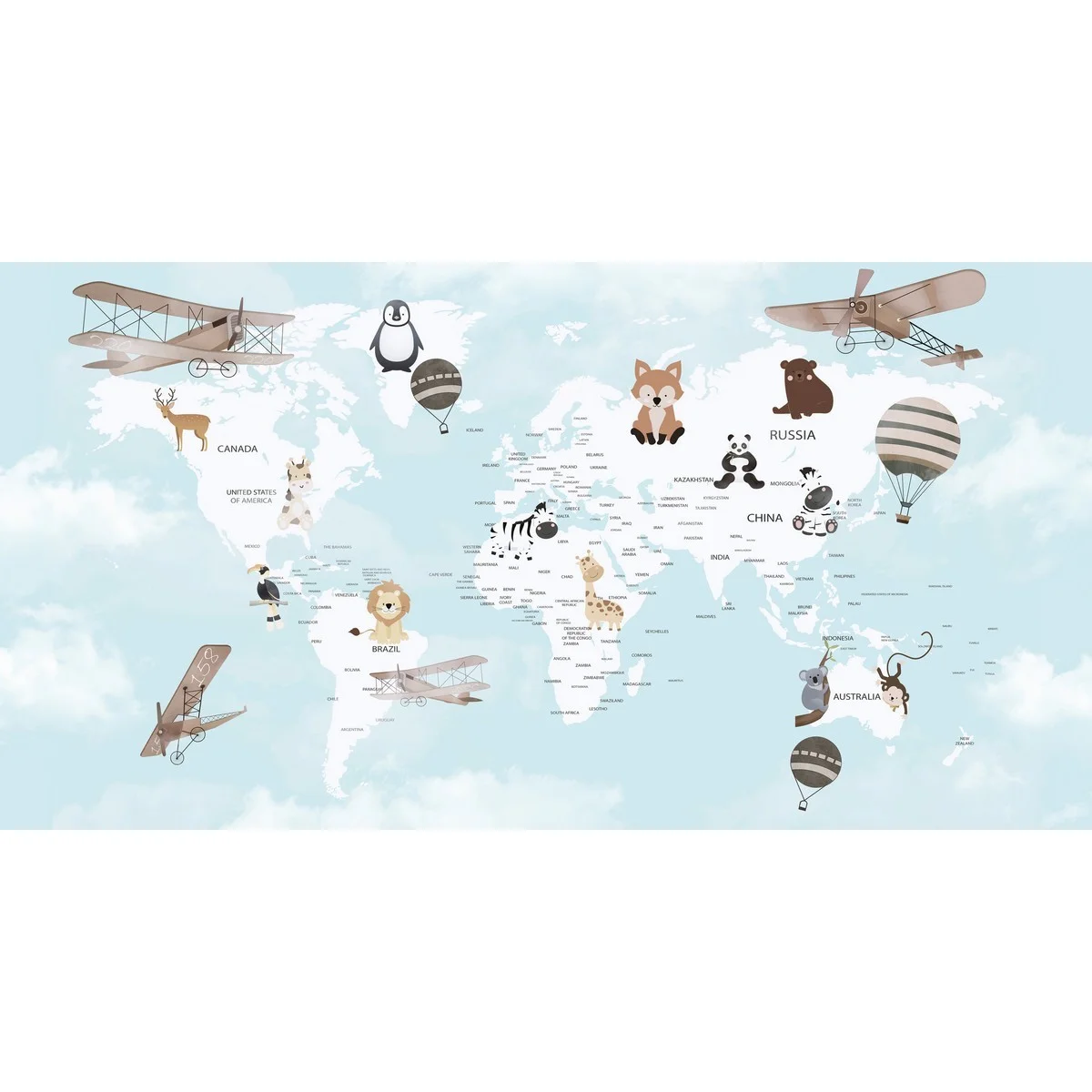 Бесшовное панно Citydecor Детская (карта мира) 178 на флизелиновой основе 500x270 см