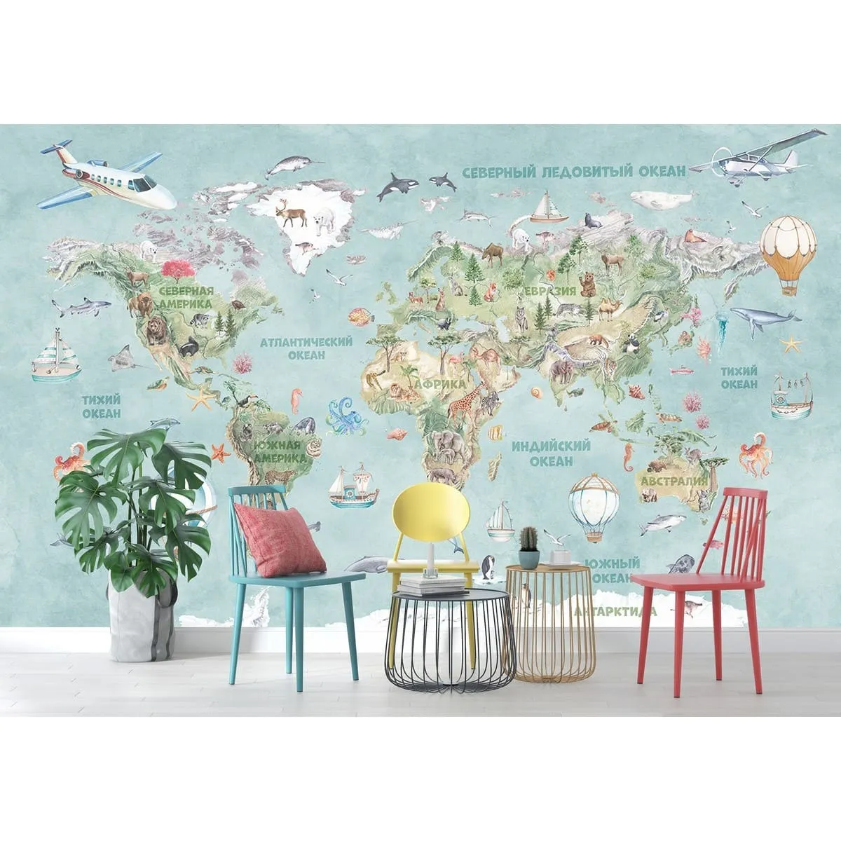 Бесшовные дизайнерские фотообои Citydecor Детская (карта мира) 337 на флизелиновой основе 500x270 см