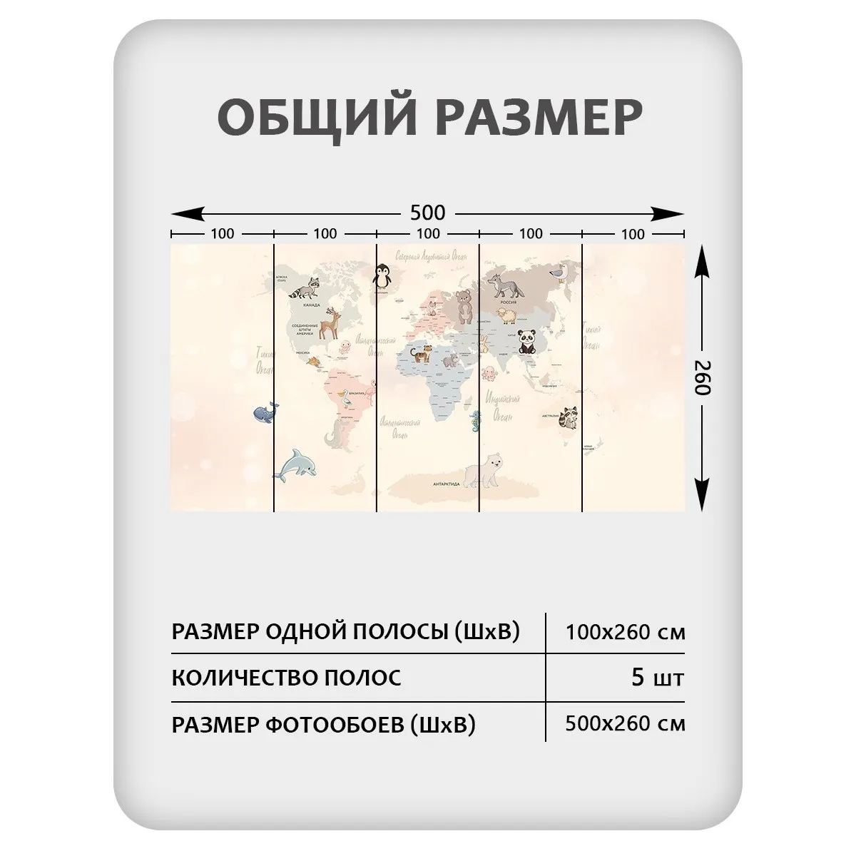 Фотообои рулонные Citydecor Детская (карта мира) 440 на флизелиновой основе 500x260 см