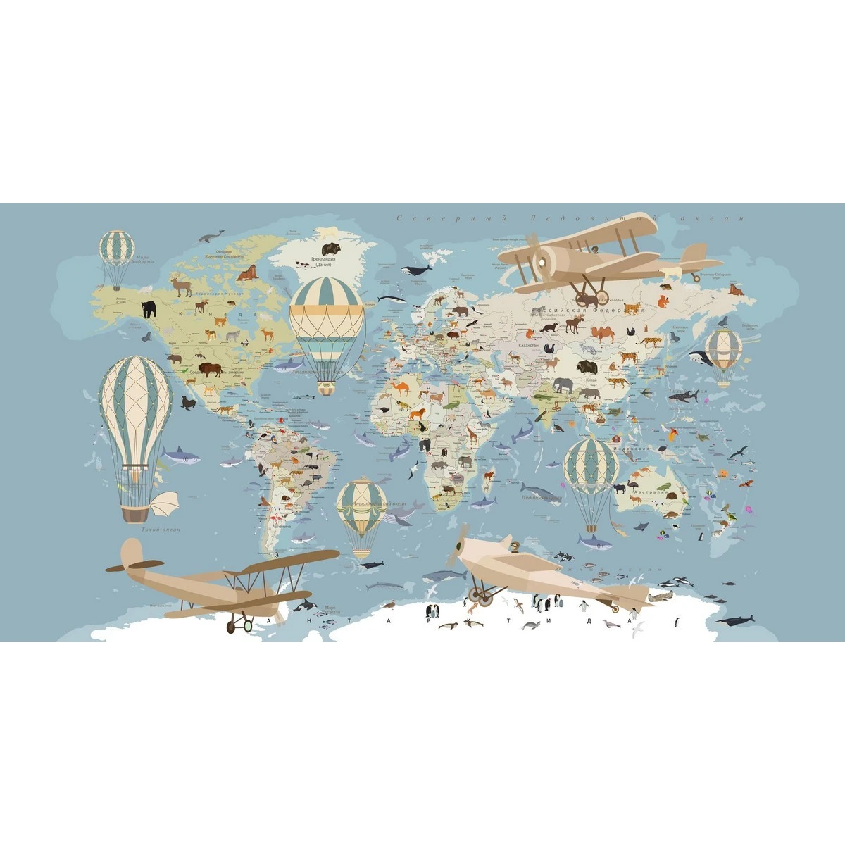 Бесшовное панно Citydecor Детская (карта мира) 61 на флизелиновой основе 500x270 см