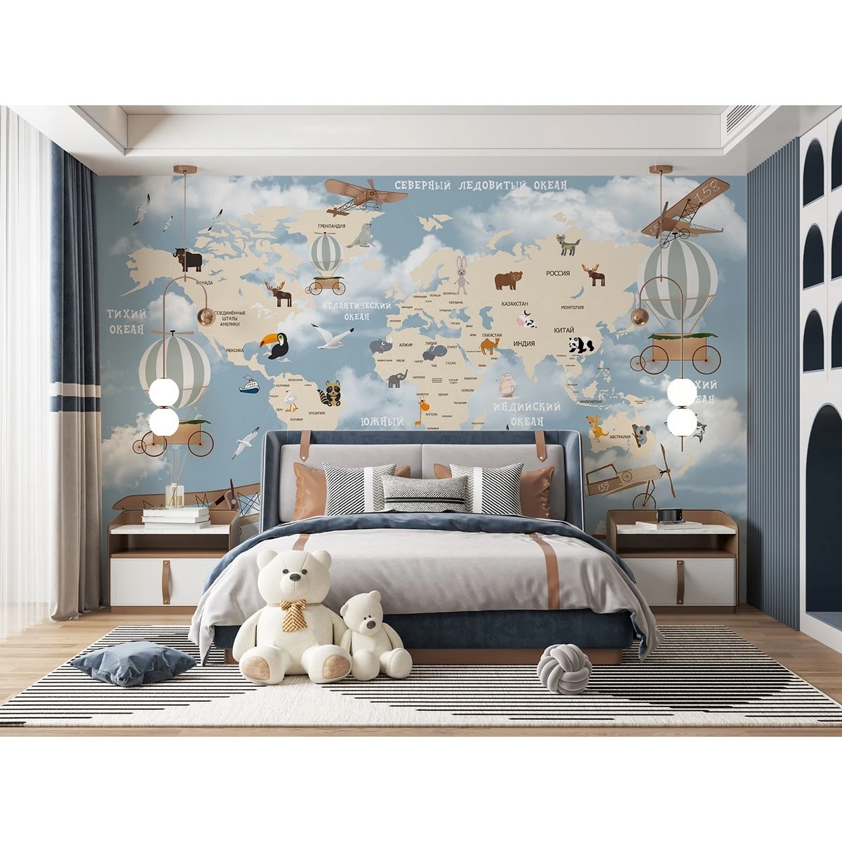 Бесшовное панно Citydecor Детская (карта мира) 81 на флизелиновой основе 500x270 см