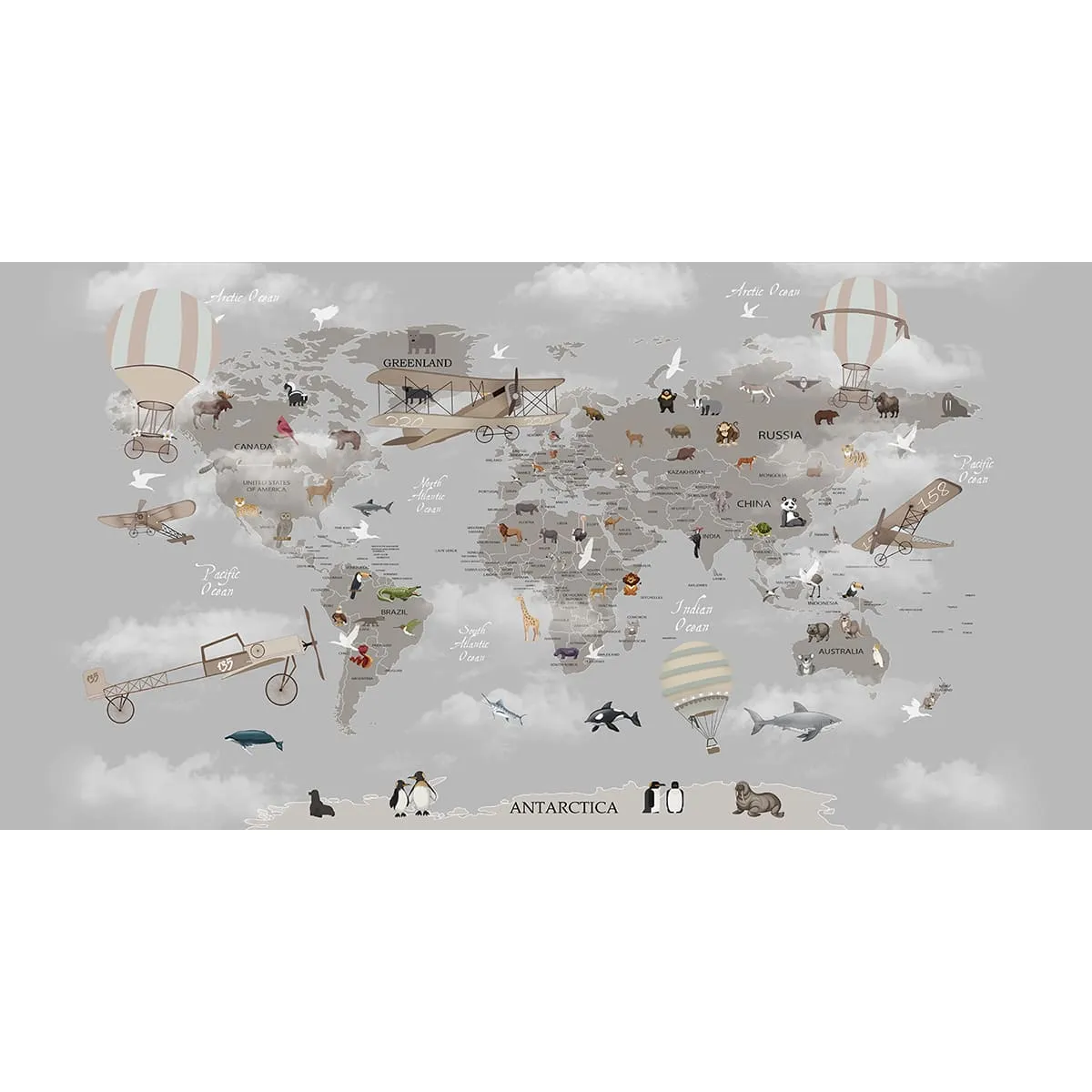 Фотообои рулонные Citydecor Карта мира на английском 1 на флизелиновой основе 500x260 см