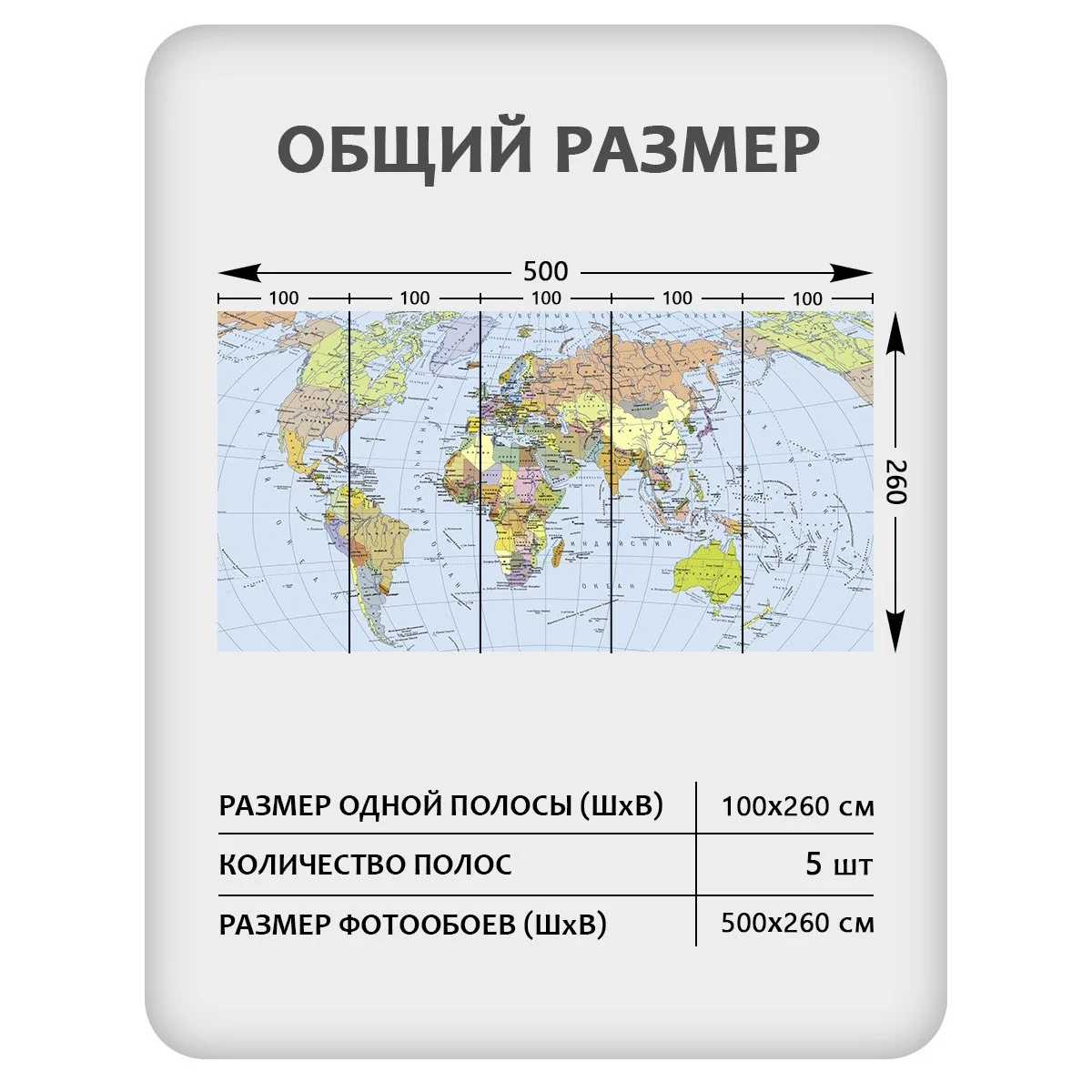 Фотообои рулонные Citydecor Карта мира 14 на флизелиновой основе 500x260 см