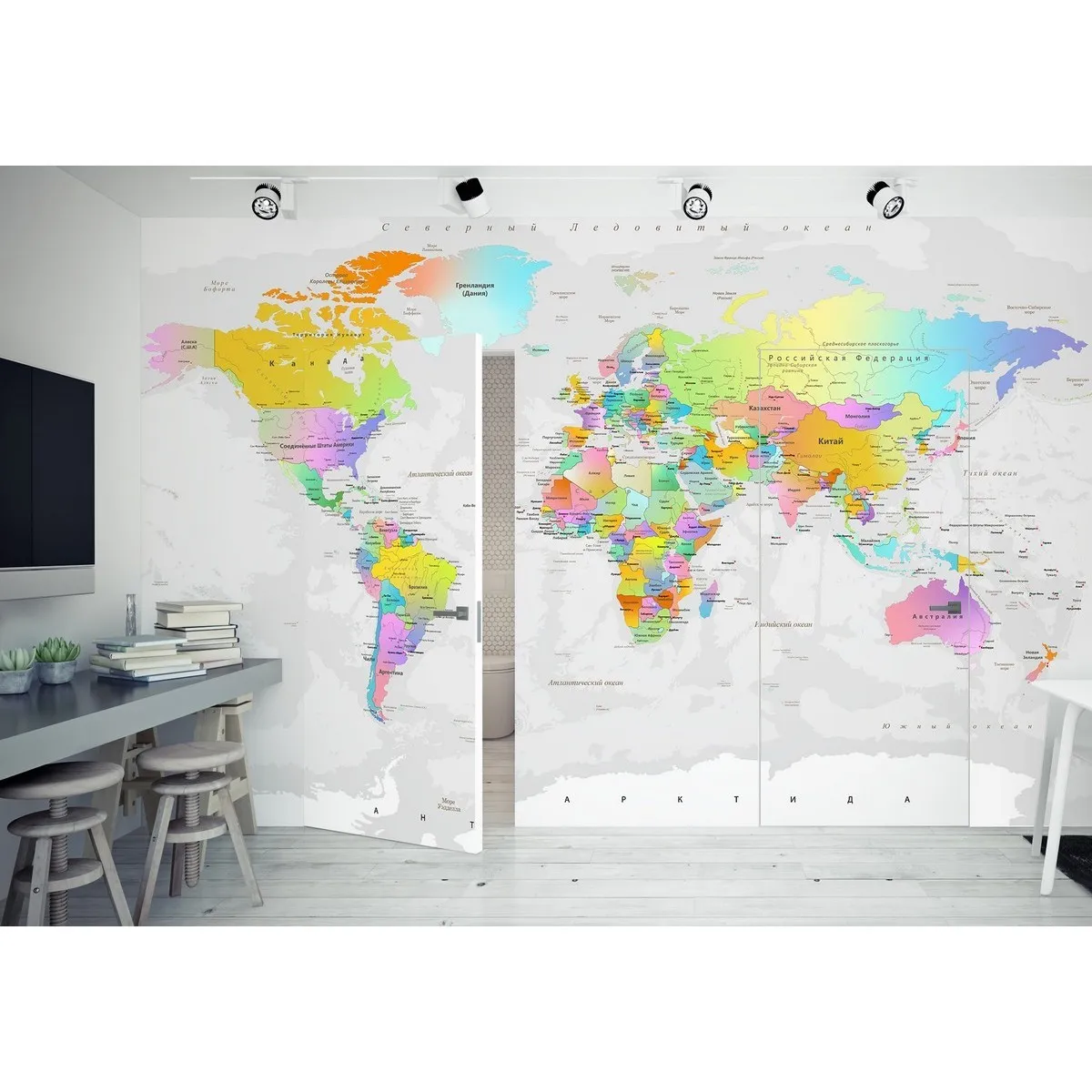 Дизайнерские фотообои рулонные Citydecor Карта мира 18 на флизелиновой основе 500x260 см