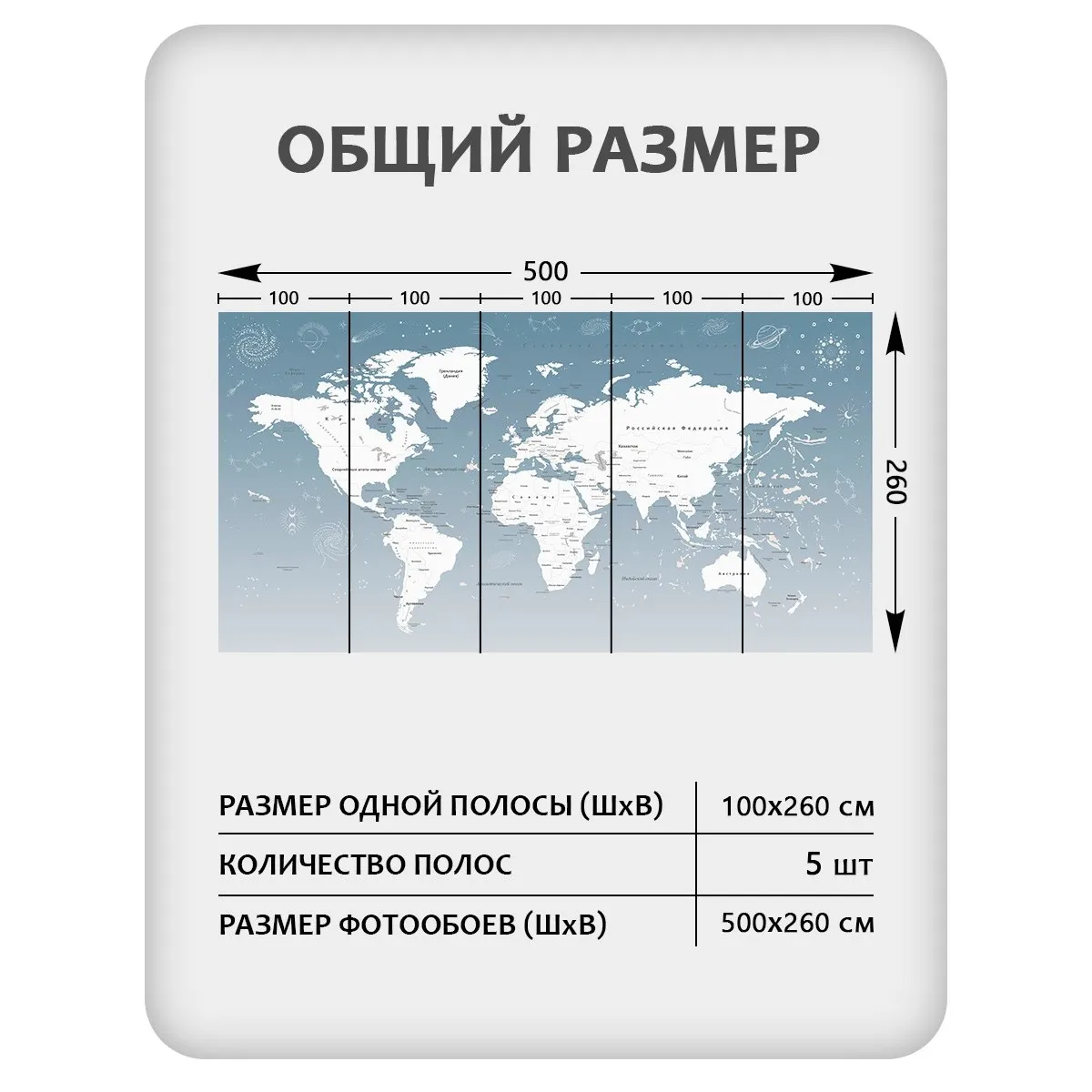 Фотообои рулонные Citydecor Карта мира 24 на флизелиновой основе 500x260 см