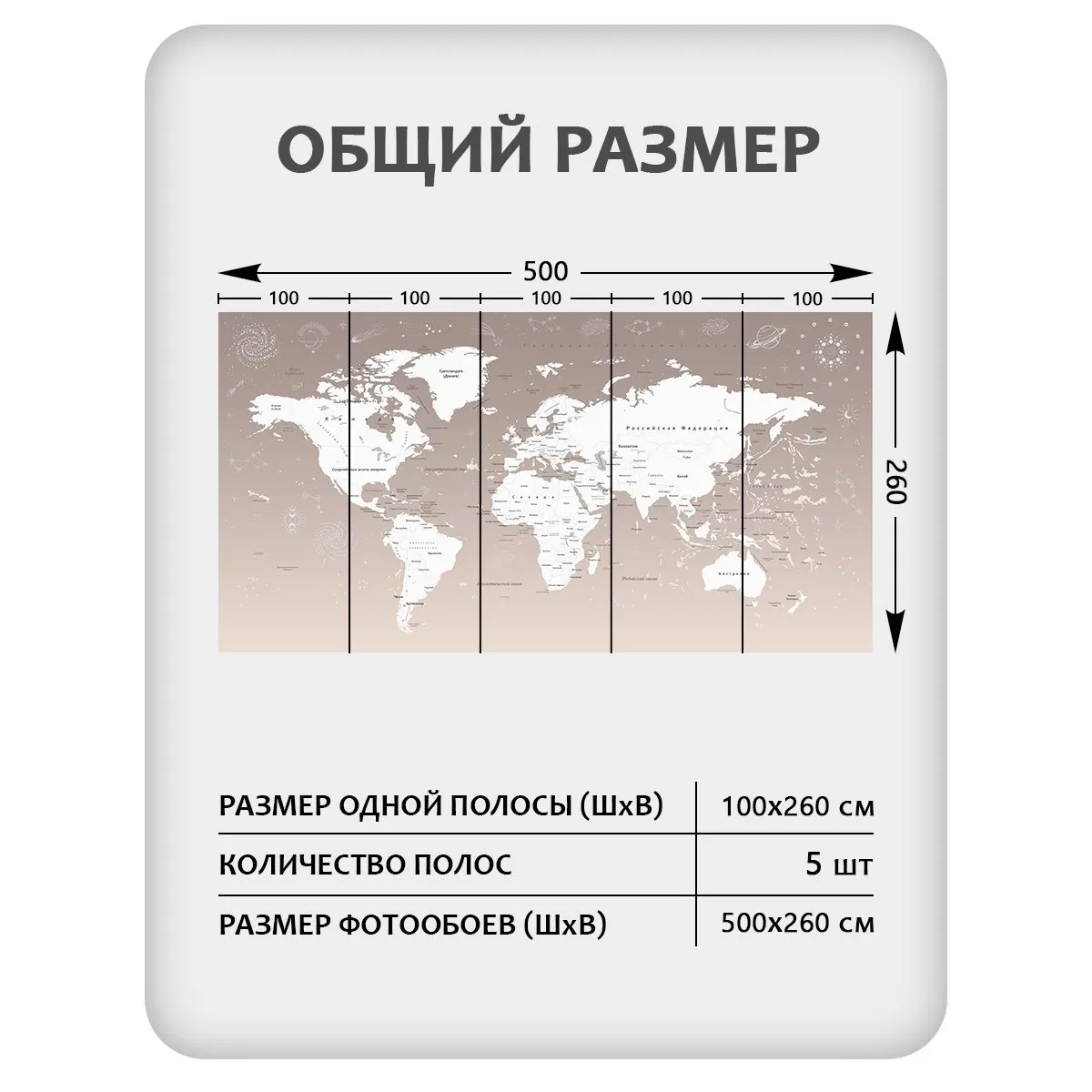 Фотообои рулонные Citydecor Карта мира 25 на флизелиновой основе 500x260 см