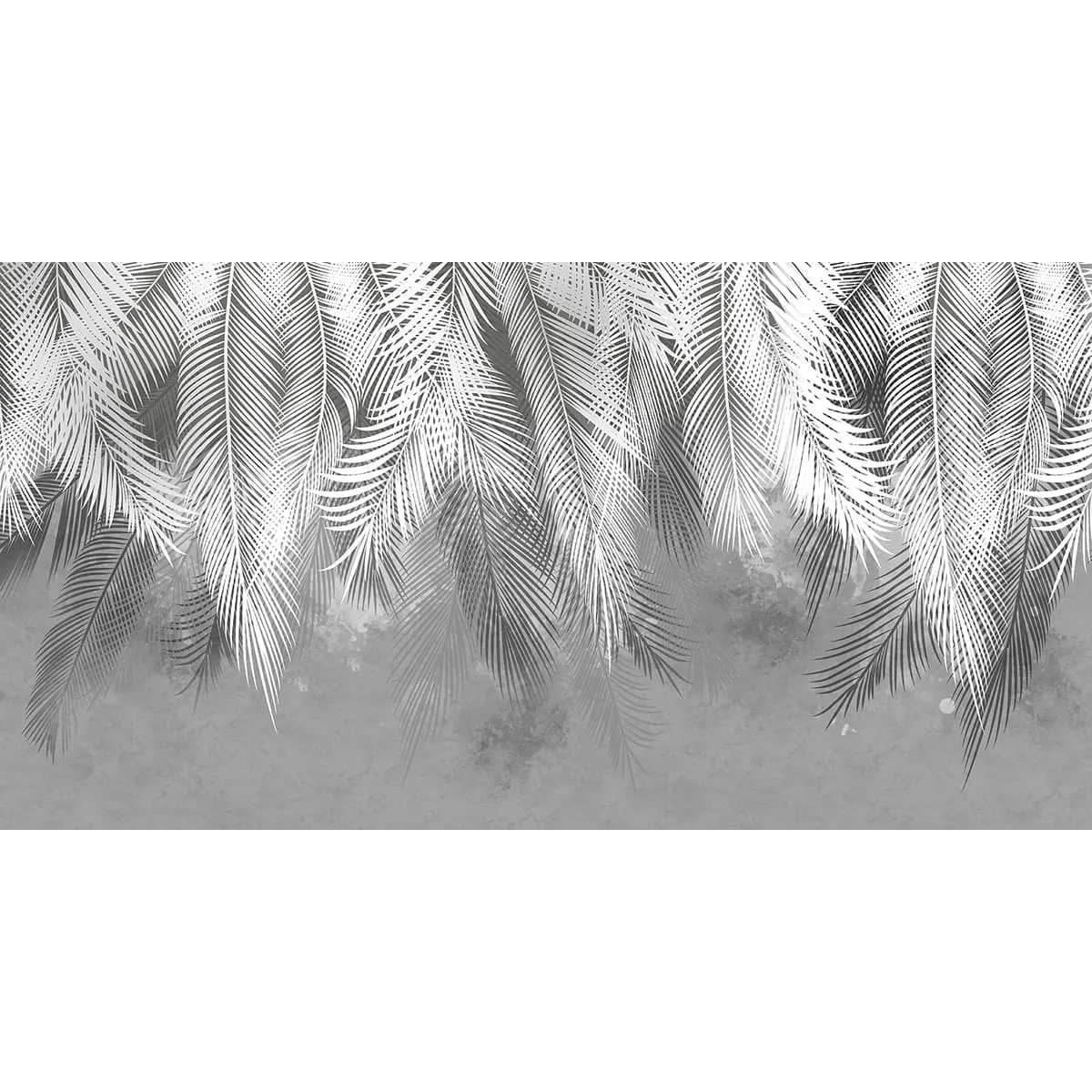 Фотообои рулонные Citydecor Пальмовые листья (серые гранж) на флизелиновой основе 500x260 см