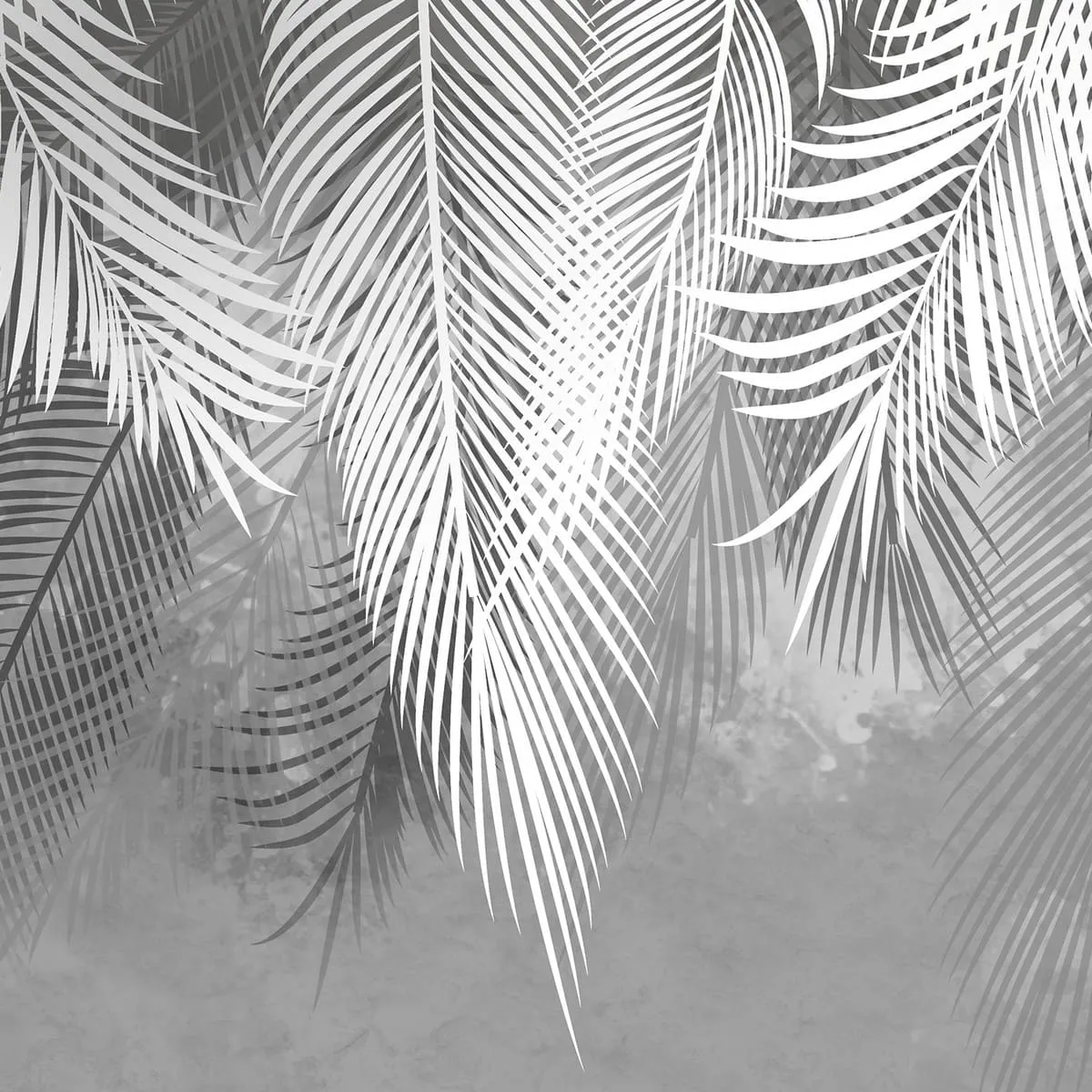 Фотообои рулонные Citydecor Пальмовые листья (серые гранж) на флизелиновой основе 500x260 см