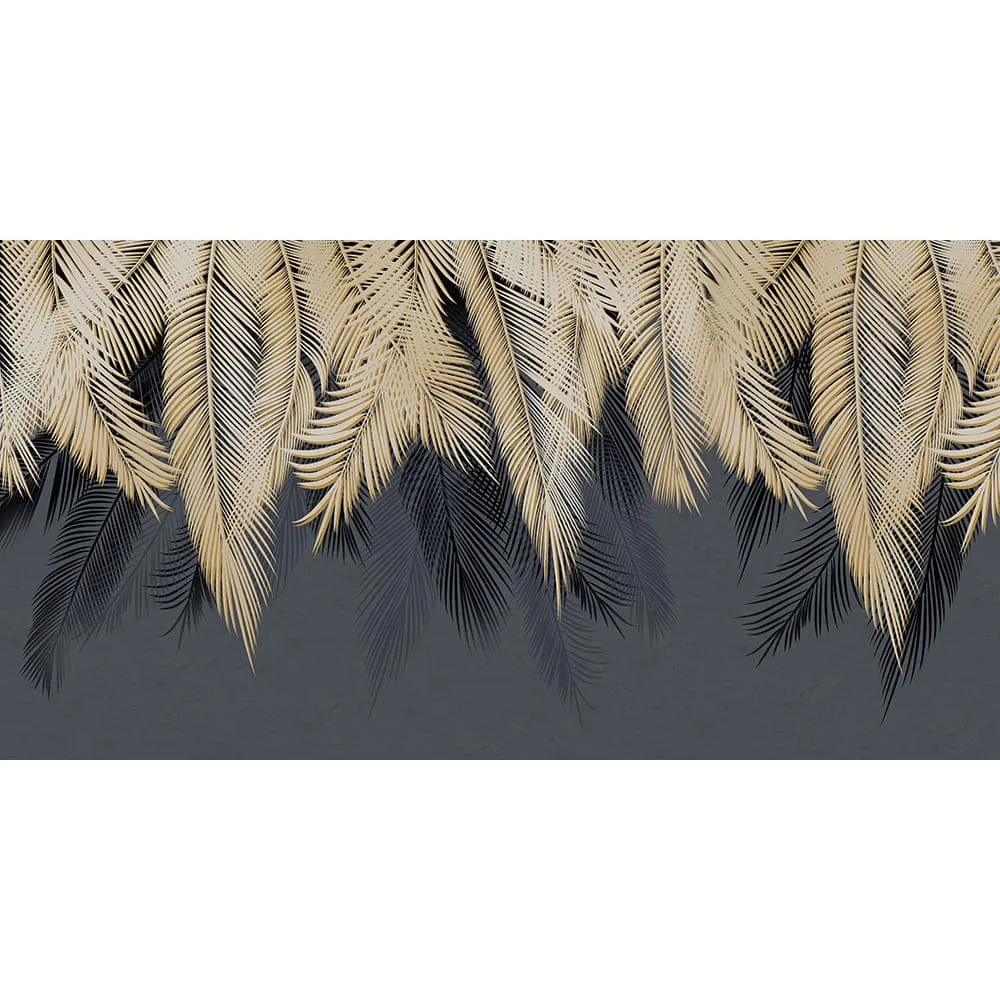 Фотообои рулонные Citydecor Пальмовые листья с оттенком (золотой-синий) на флизелиновой основе 500x260 см