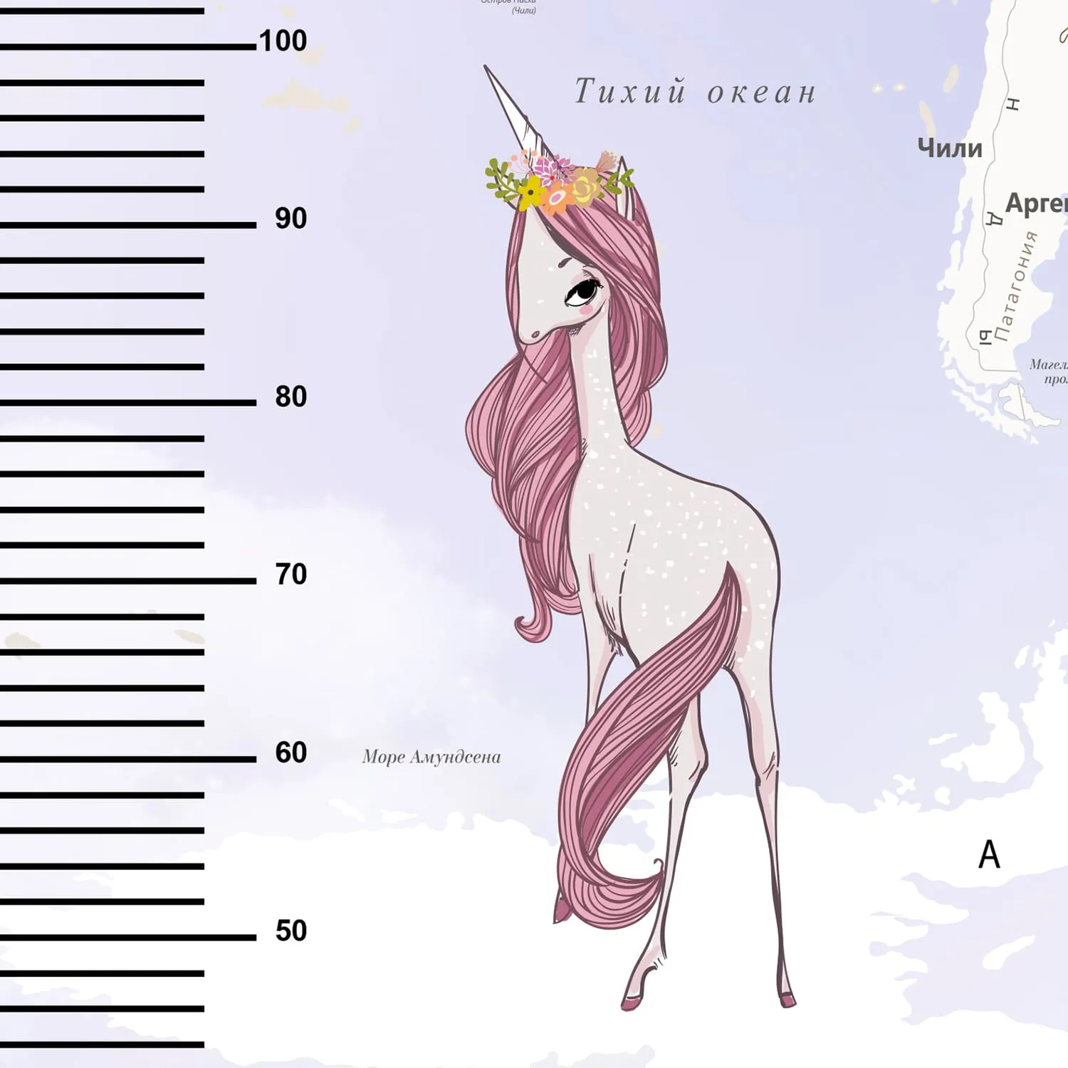 Дизайнерские фотообои рулонные Citydecor Princess (карта мира с ростомером) 17 на флизелиновой основе 500x260 см