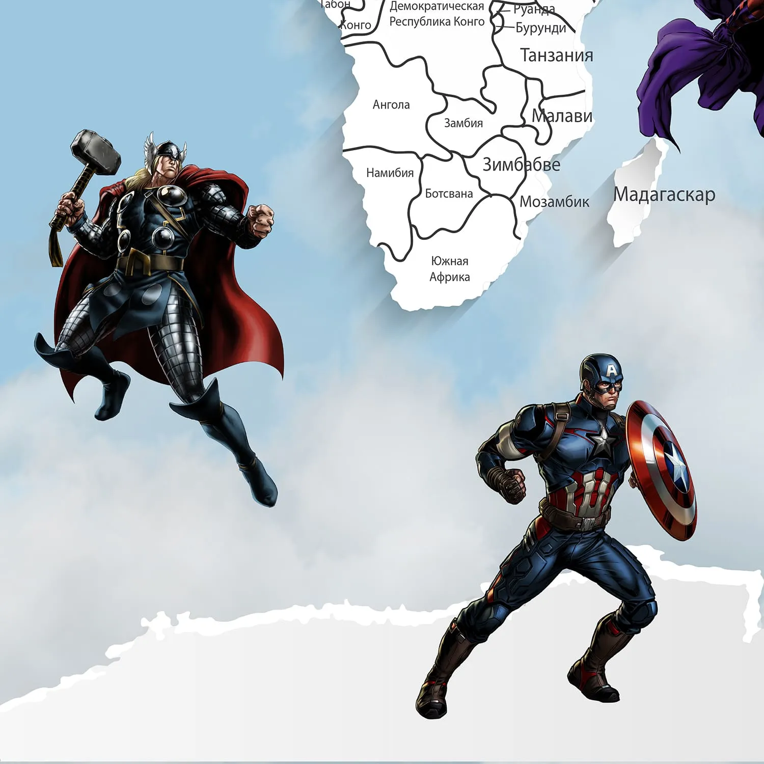 Дизайнерские фотообои рулонные Citydecor Superhero (карта мира с ростомером) 6 на флизелиновой основе 500x260 см