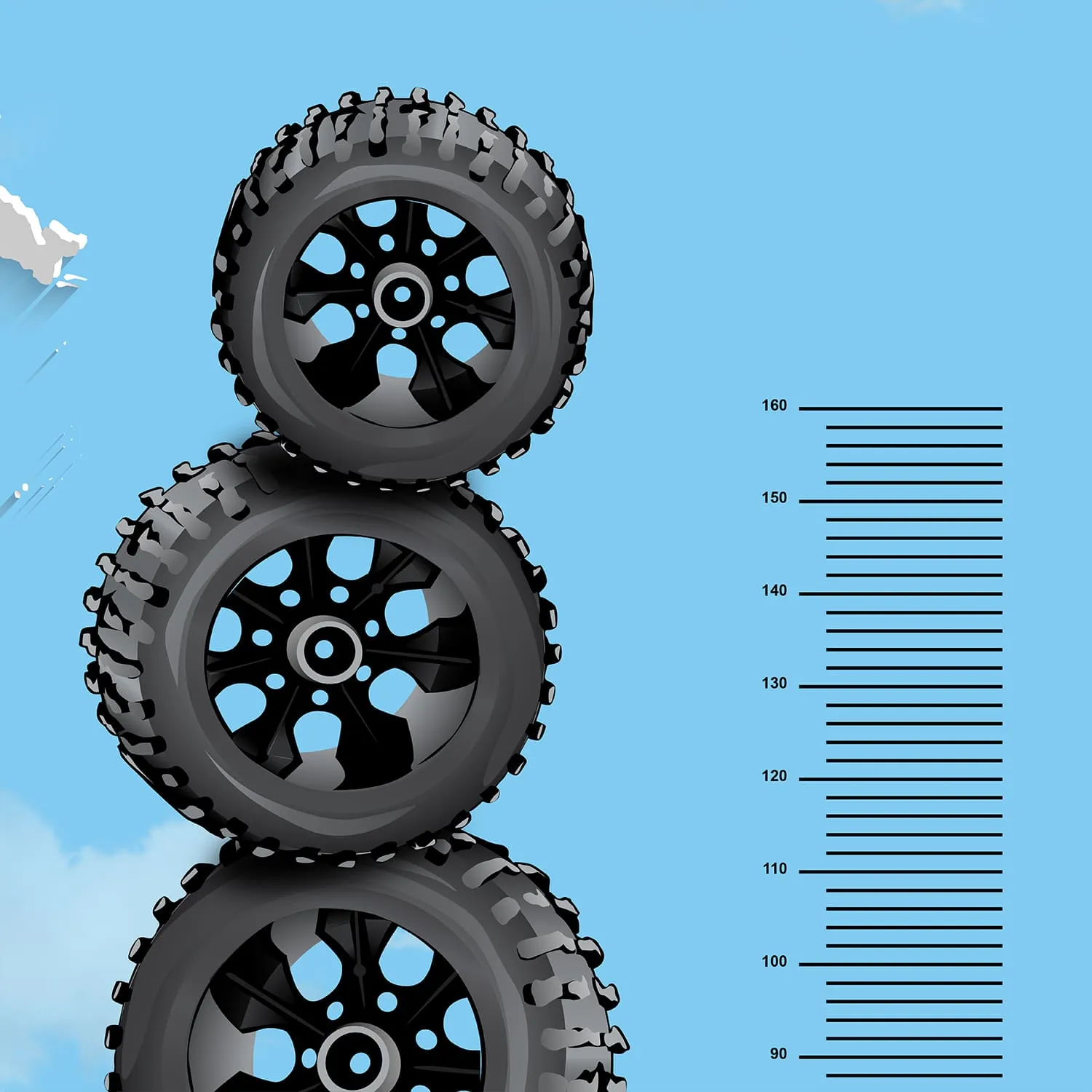 Дизайнерские фотообои рулонные Citydecor Superhero Молния МакКвин (карта мира с ростомером) 6 на флизелиновой основе 500x260 см