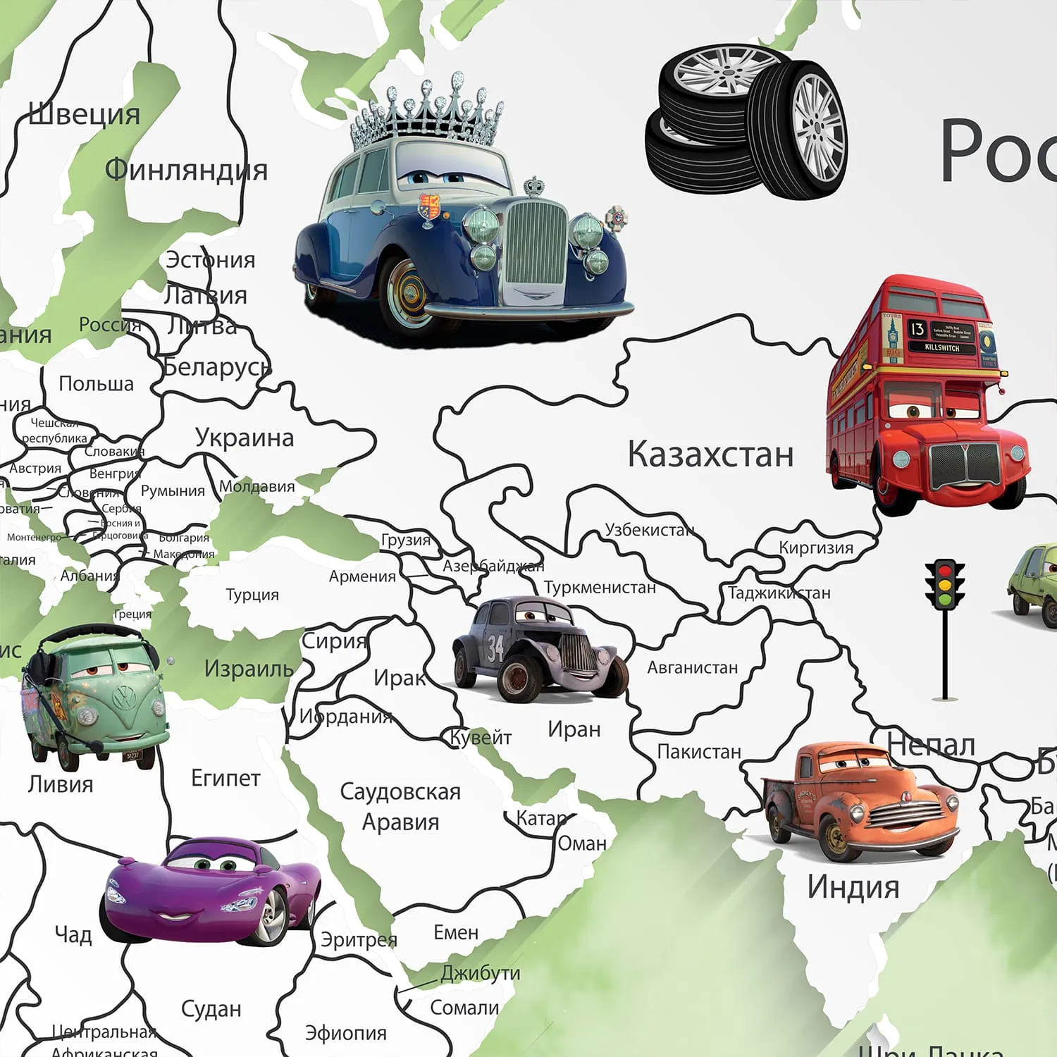 Дизайнерские фотообои рулонные Citydecor Superhero Молния МакКвин (карта мира с ростомером) 7 на флизелиновой основе 500x260 см