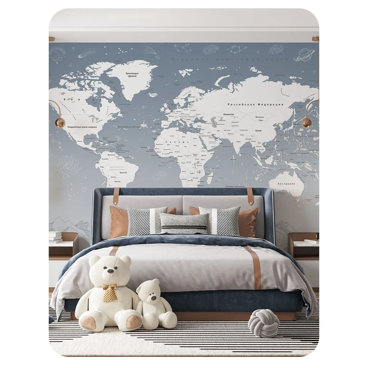 Бесшовное панно Citydecor Карта мира 24 на флизелиновой основе 500x270 см