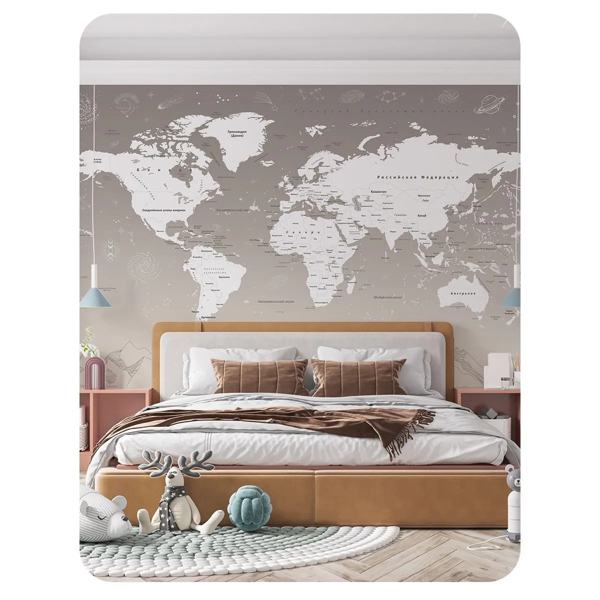 Бесшовное панно Citydecor Карта мира 25 на флизелиновой основе 500x270 см