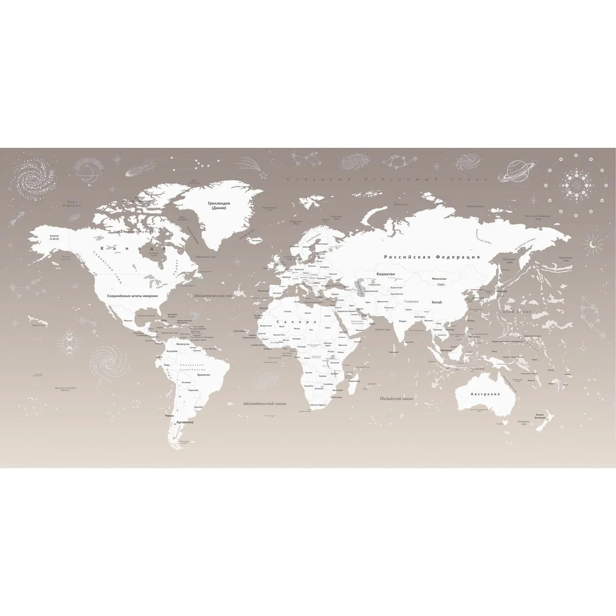 Бесшовное панно Citydecor Карта мира 25 на флизелиновой основе 500x270 см