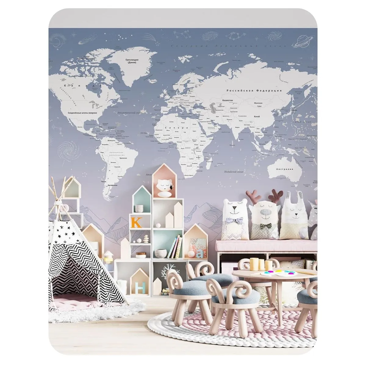 Бесшовное панно Citydecor Карта мира 26 на флизелиновой основе 500x270 см