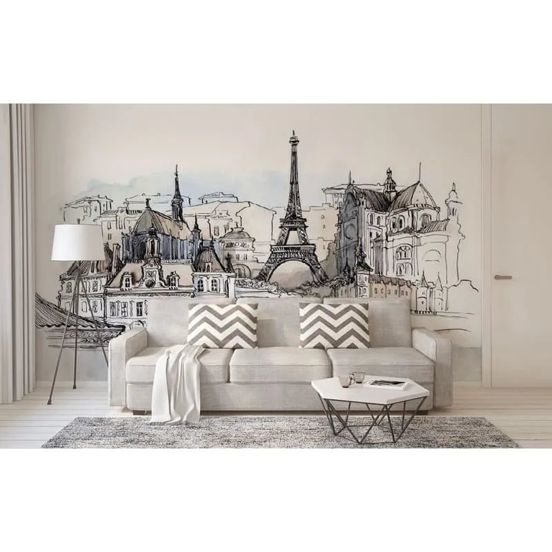 Фотообои рулонные Citydecor Акварельный Париж на флизелиновой основе 300x150 см