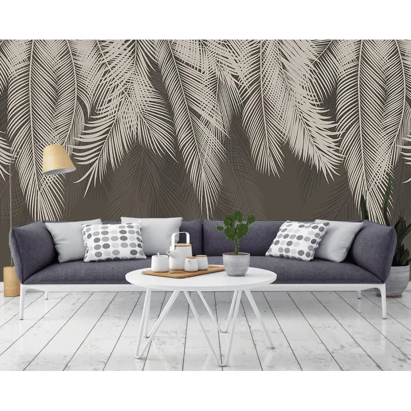 Бесшовное панно Citydecor Пальмовые листья (графит) на флизелиновой основе 500x270 см