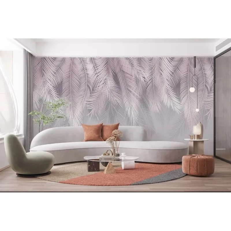 Бесшовные фотообои Citydecor Пальмовые листья с оттенком (пудровый-серый) на флизелиновой основе 500x270 см