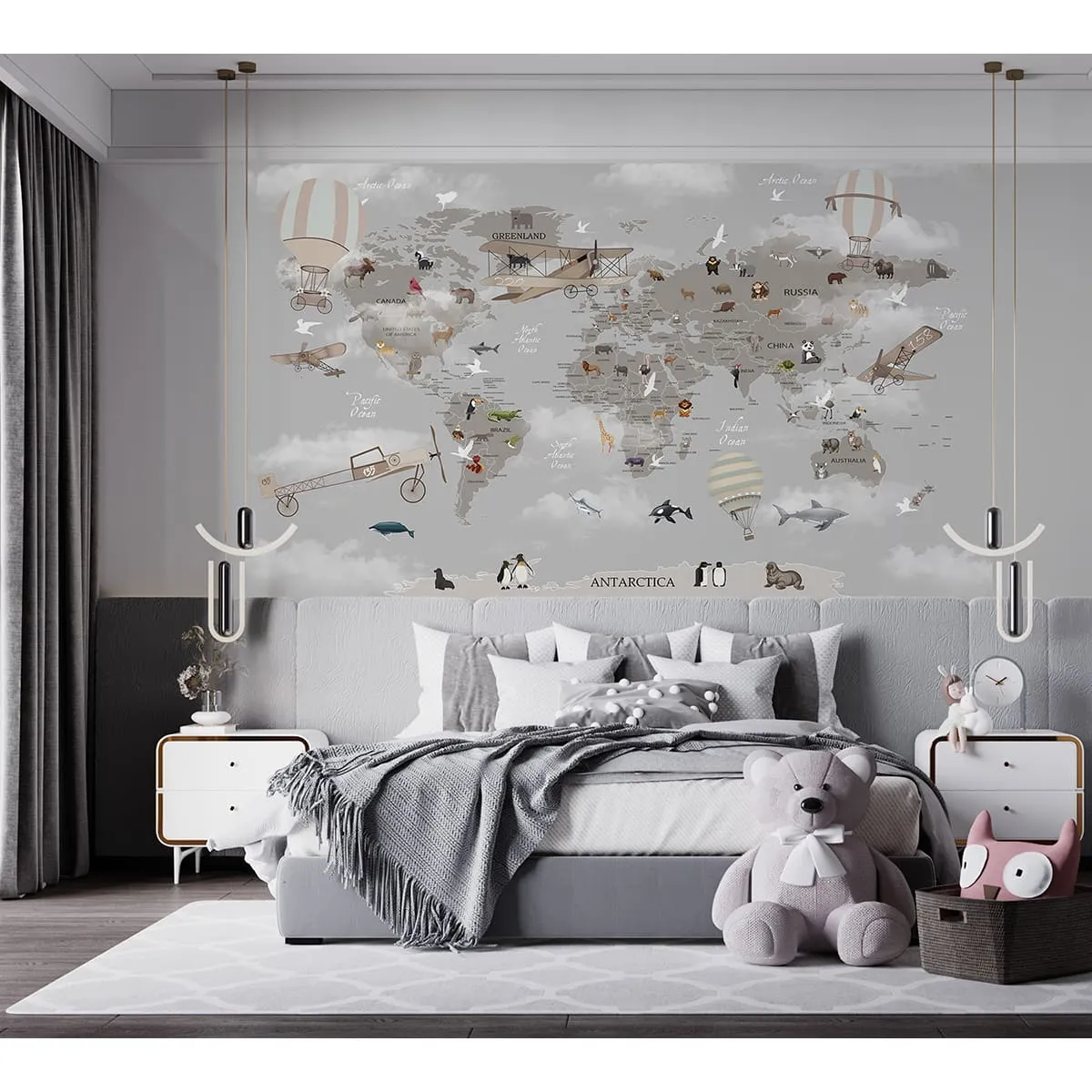 Фотообои рулонные Citydecor Карта мира на английском 1 на флизелиновой основе 400x260 см